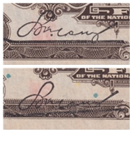 草稿银行第七期国内外钞票硬币拍卖 民国三年（1914年）交通银行橄色伍圆1组2枚，且签字不同，上海地名 9品有黄透光无黑线