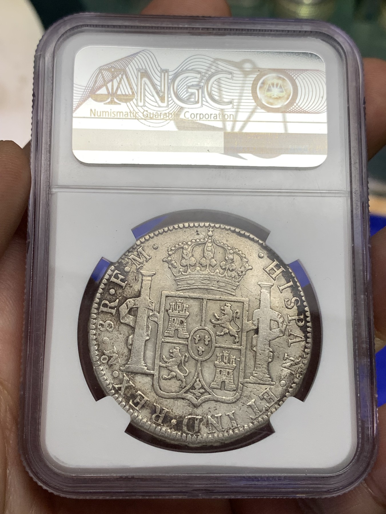 《竞宝斋》第180场-周日，周一2场 (全场包邮) NGC–VFD 墨西哥 1784年卡洛斯三世双柱银币。