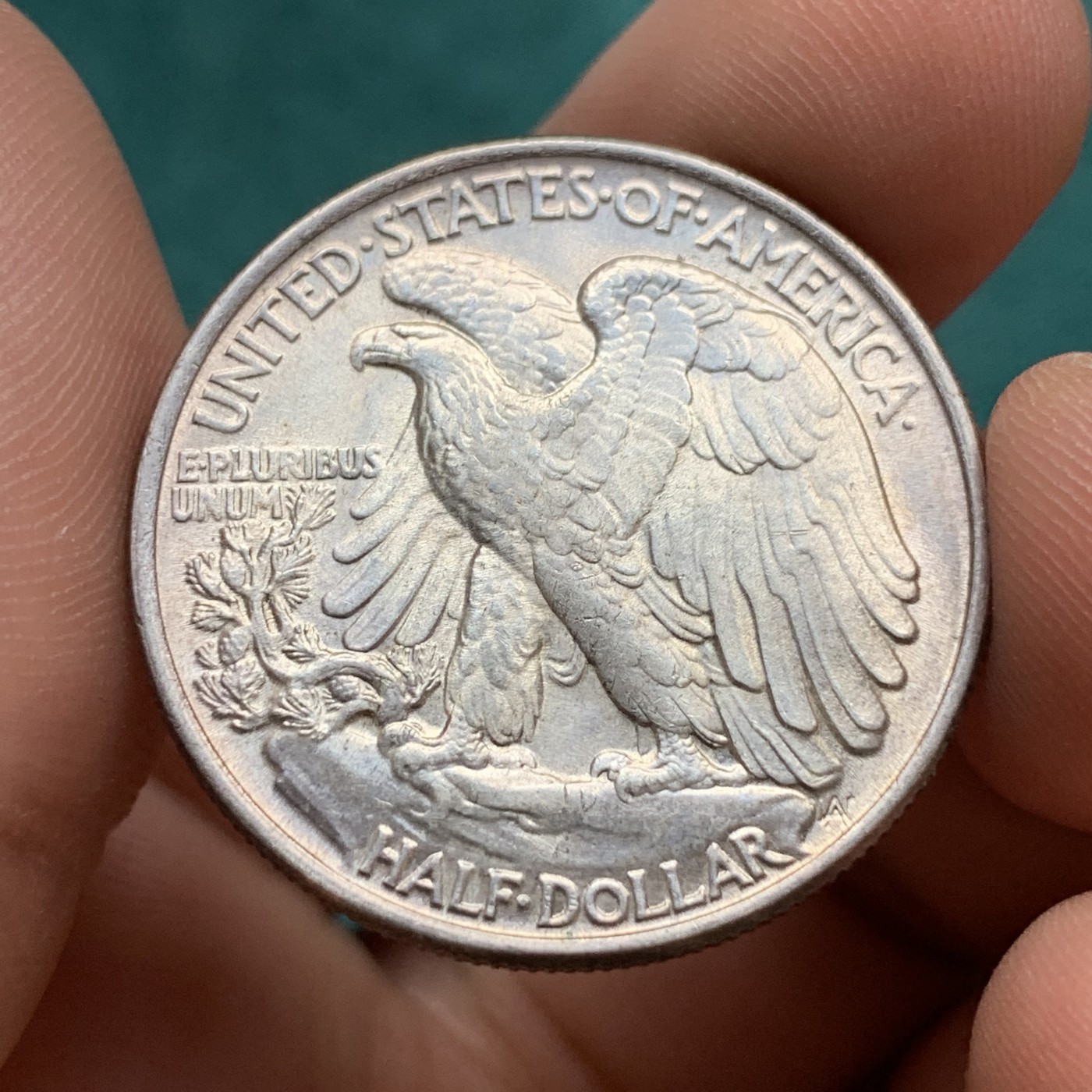 《竞宝斋》第180场-周日，周一2场 (全场包邮) 美国 1944年半美元 银币 行走女神 淡彩包浆 状态不错