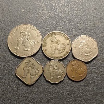 0起1加-纯粹捡漏拍-212散币银币加场 - 缅甸第二版麒麟6枚套币