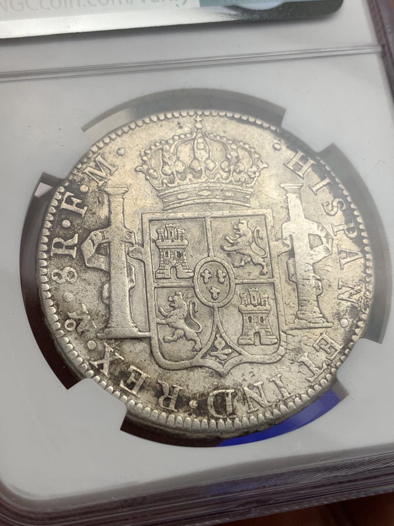 《竞宝斋》第180场-周日，周一2场 (全场包邮) NGC–VFD 墨西哥 1784年卡洛斯三世双柱银币。