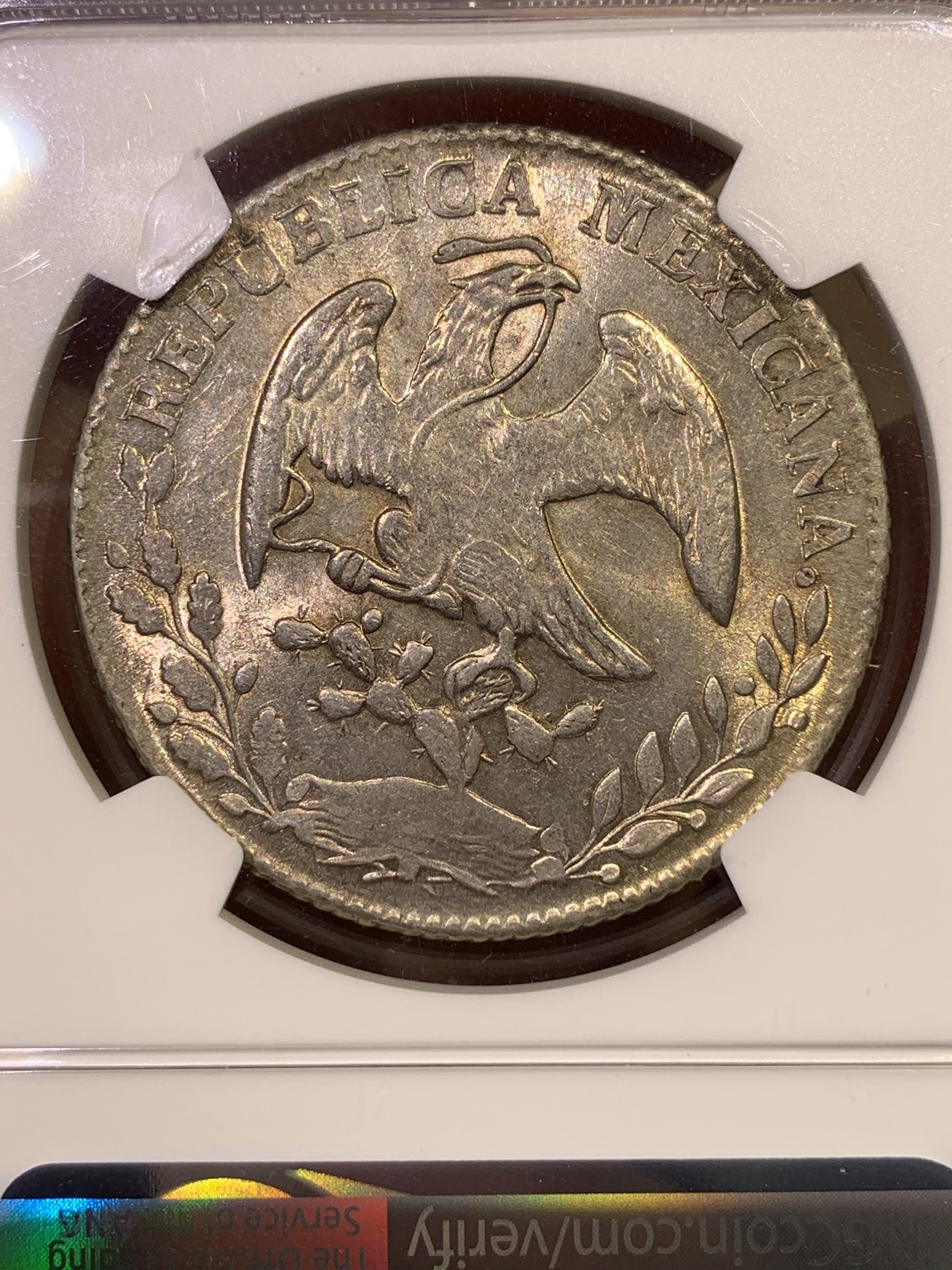 《竞宝斋》第180场-周日，周一2场 (全场包邮) NGC-MS62 墨西哥 鹰洋 1862 GO YF 8瑞尔  中期鹰 高分难得 更高分7枚