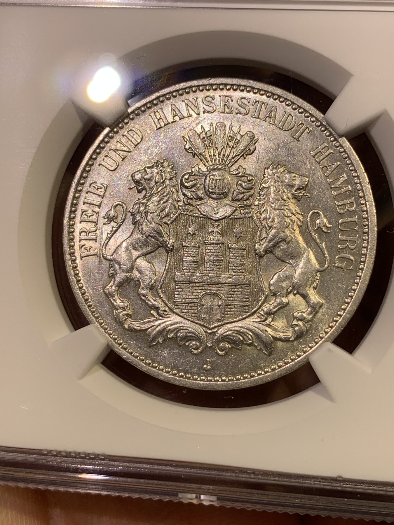 《竞宝斋》第180场-周日，周一2场 (全场包邮) NGC AU58 德国汉堡1909年3马克银币