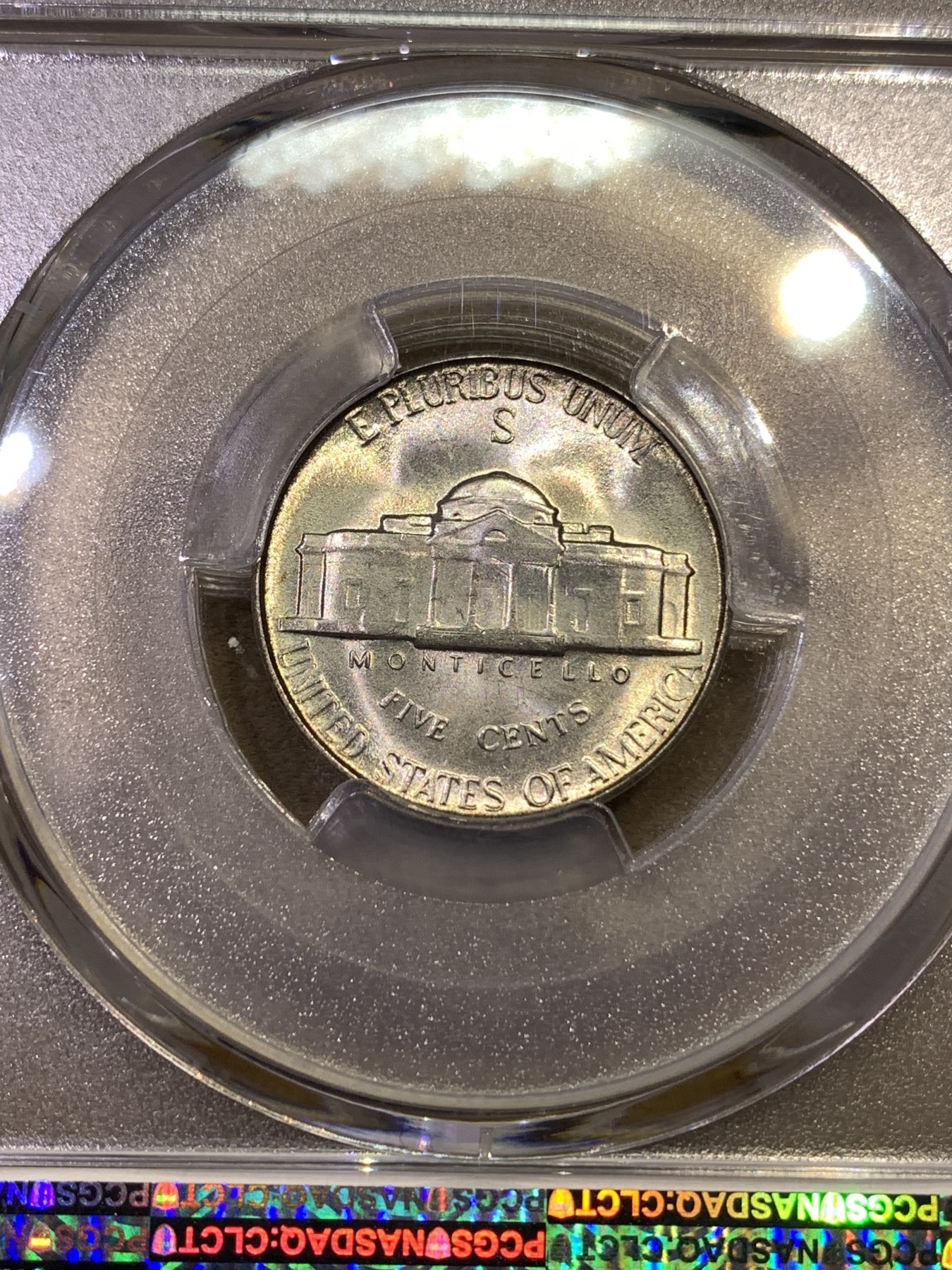 《竞宝斋》第180场-周日，周一2场 (全场包邮) PCGS-MS65 美国 1945年 杰弗逊 战时5美分 低银版 （仅1942-1945年含银，其余皆为铜镍）