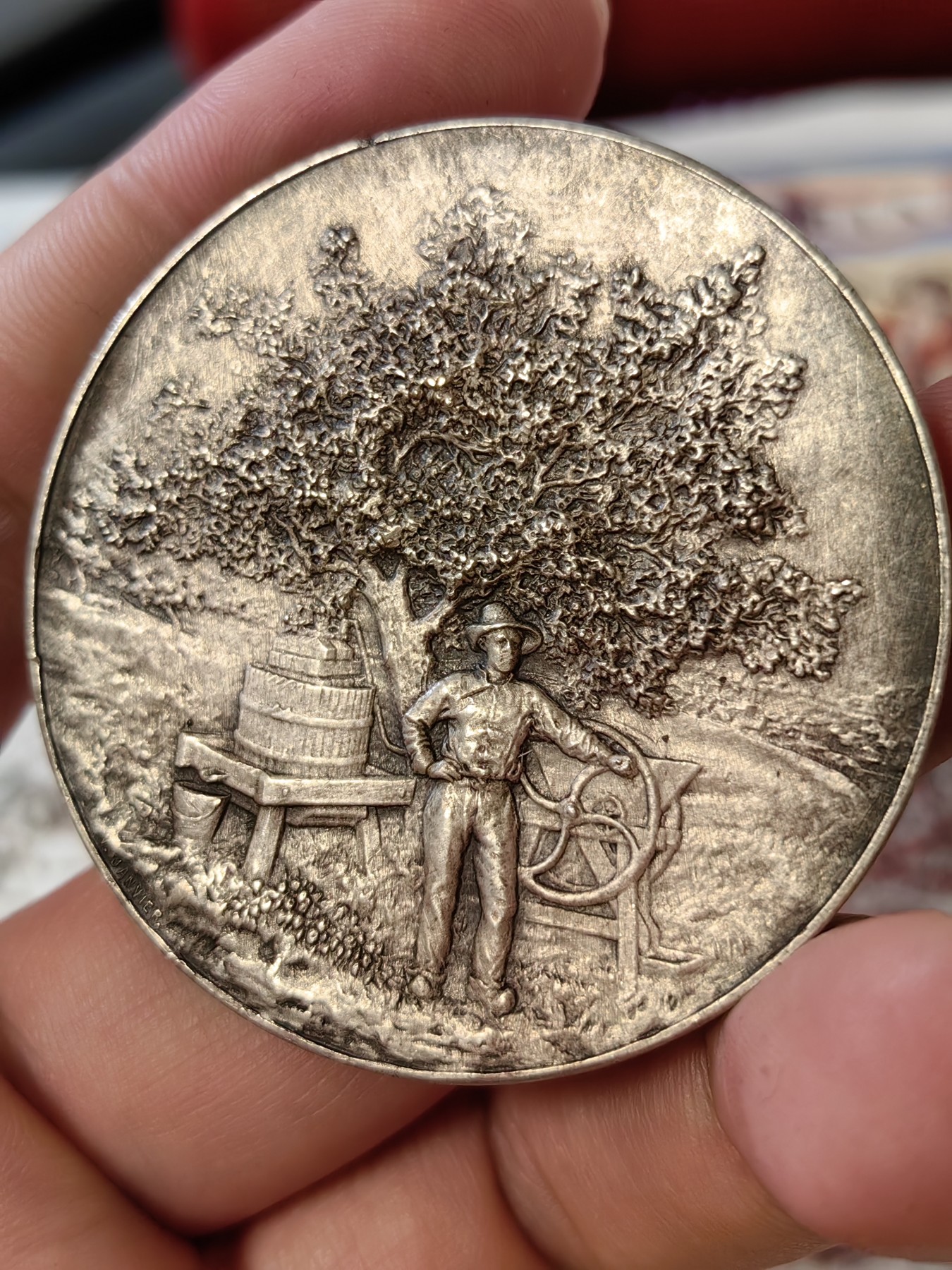 橡树集藏-006场 海纳百川 法国果树协会银章 刻画极其精细 丰饶角银标