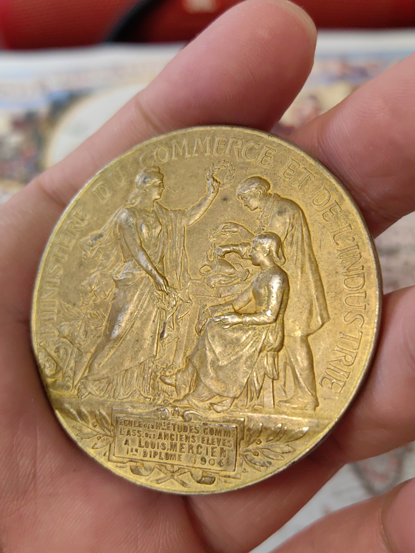 橡树集藏-006场 海纳百川 法国玛丽安娜商业银镀金章  直径：50mm  重量：63.3gr 边铭：丰饶角➕银标