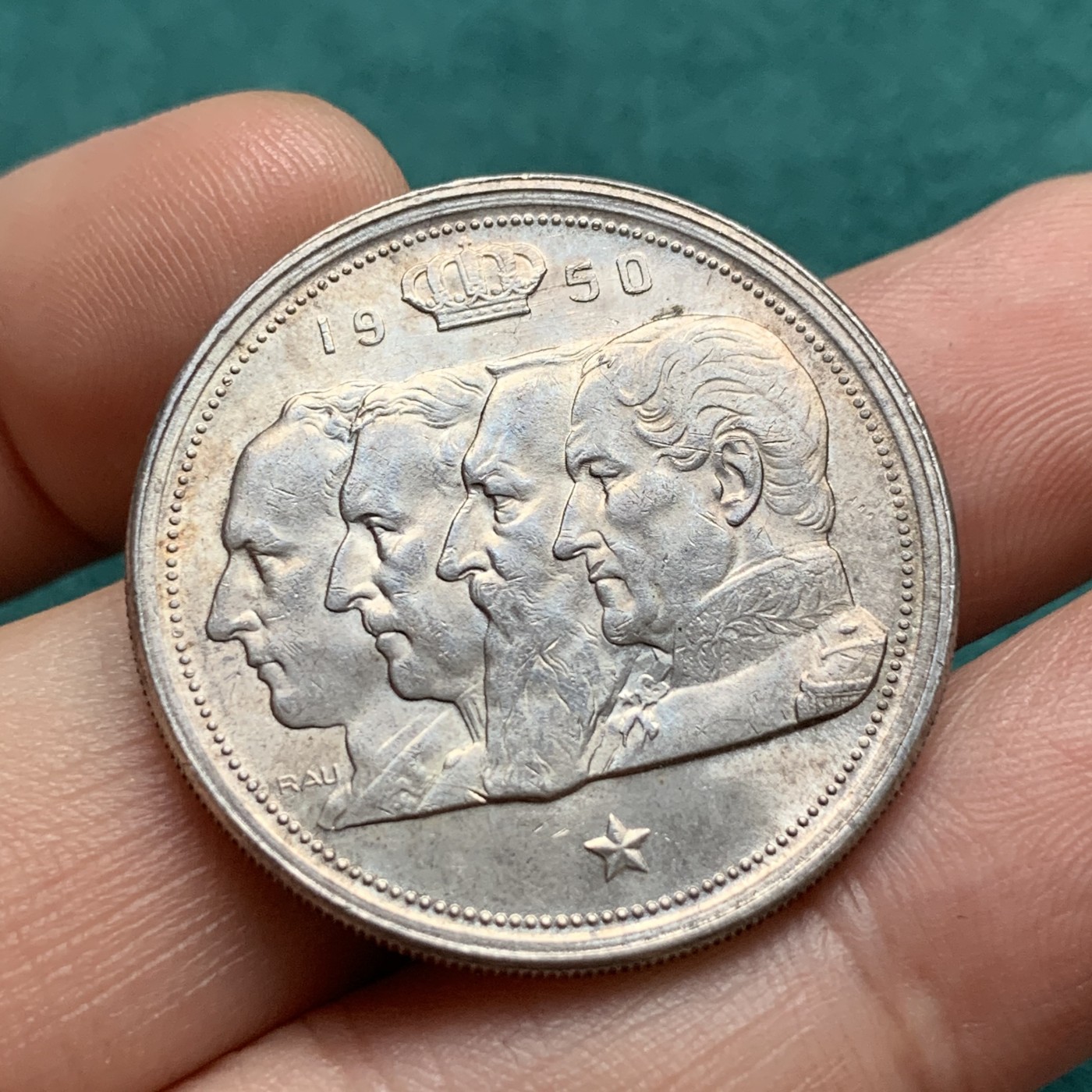 《竞宝斋》第180场-周日，周一2场 (全场包邮) 比利时1950年四皇100法郎银币