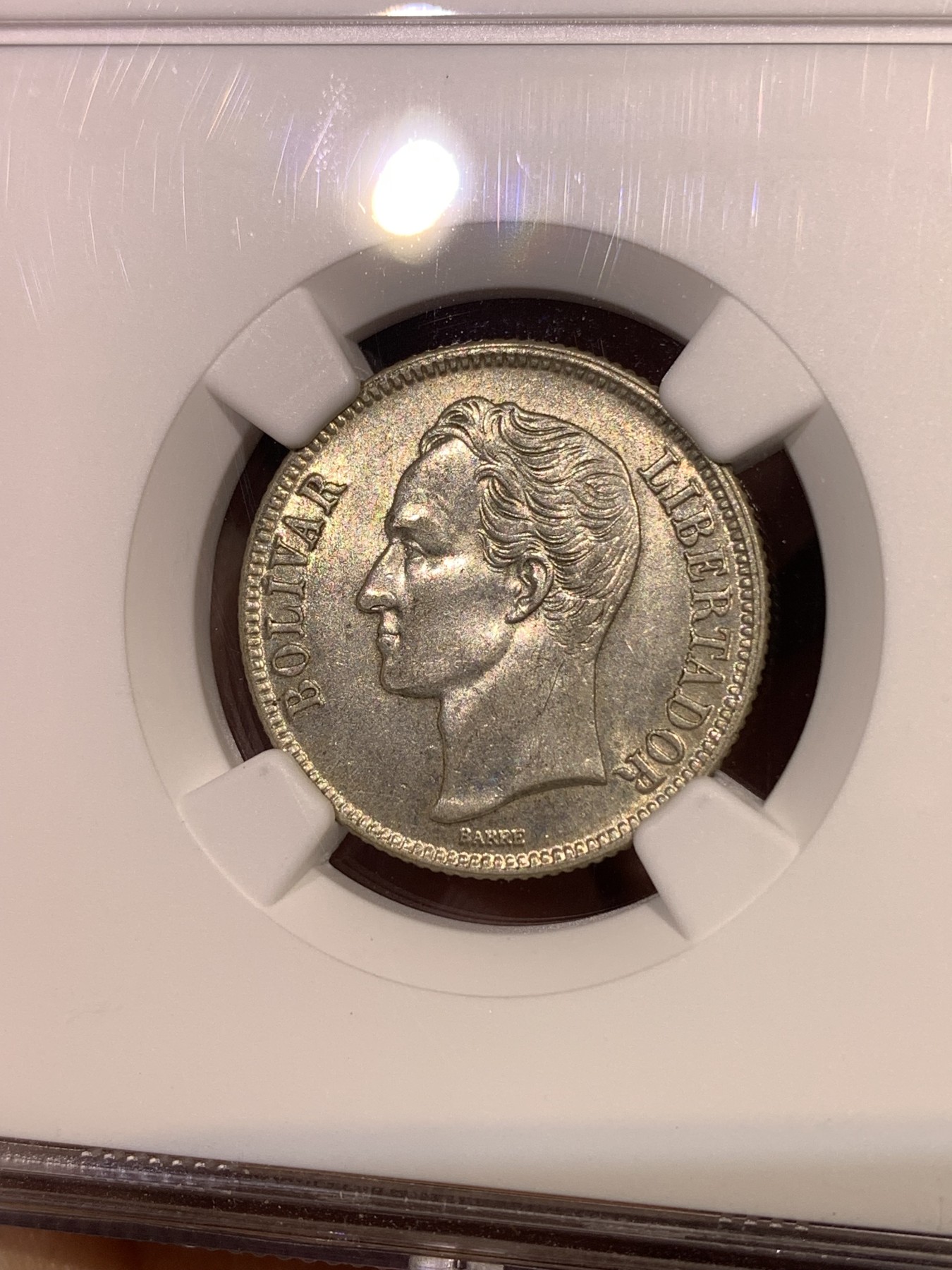 《竞宝斋》第180场-周日，周一2场 (全场包邮) NGC MS63 委内瑞拉 1954年 1玻利瓦尔银币