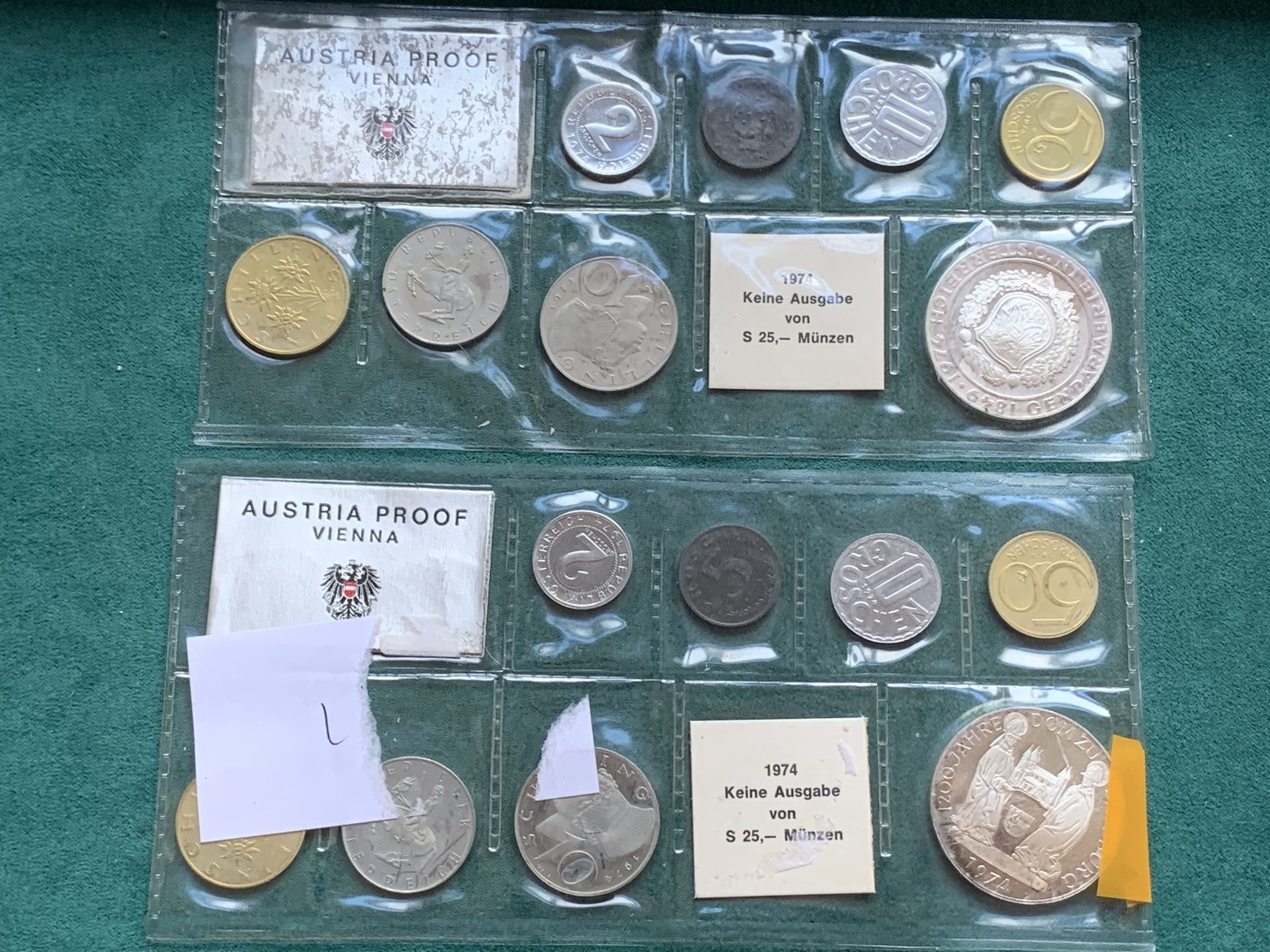 《竞宝斋》第180场-周日，周一2场 (全场包邮) 两套一组 奥地利，1974，精制套币