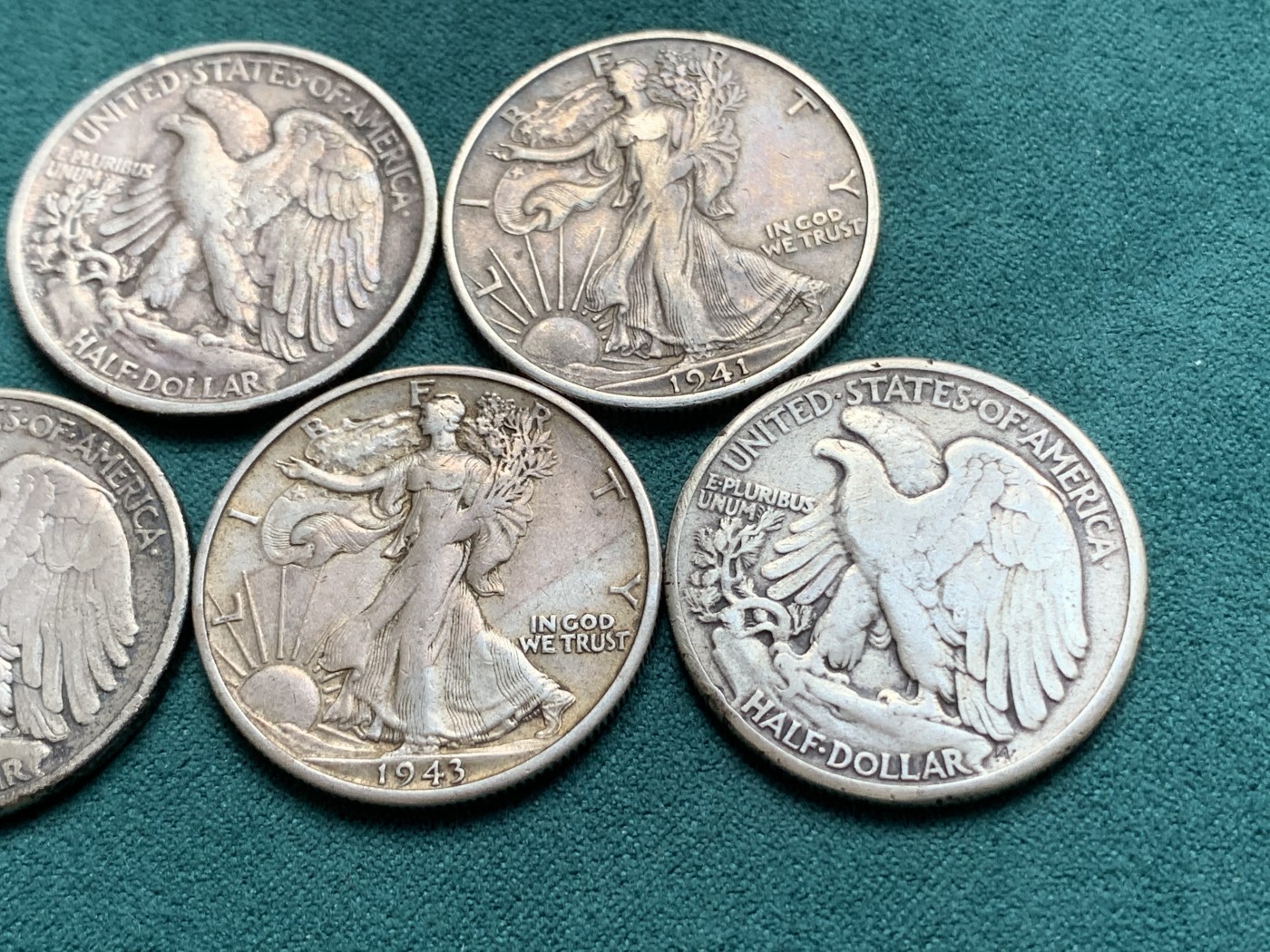 《竞宝斋》第180场-周日，周一2场 (全场包邮) 五枚一组 美国1936-1945行走女神半圆银币