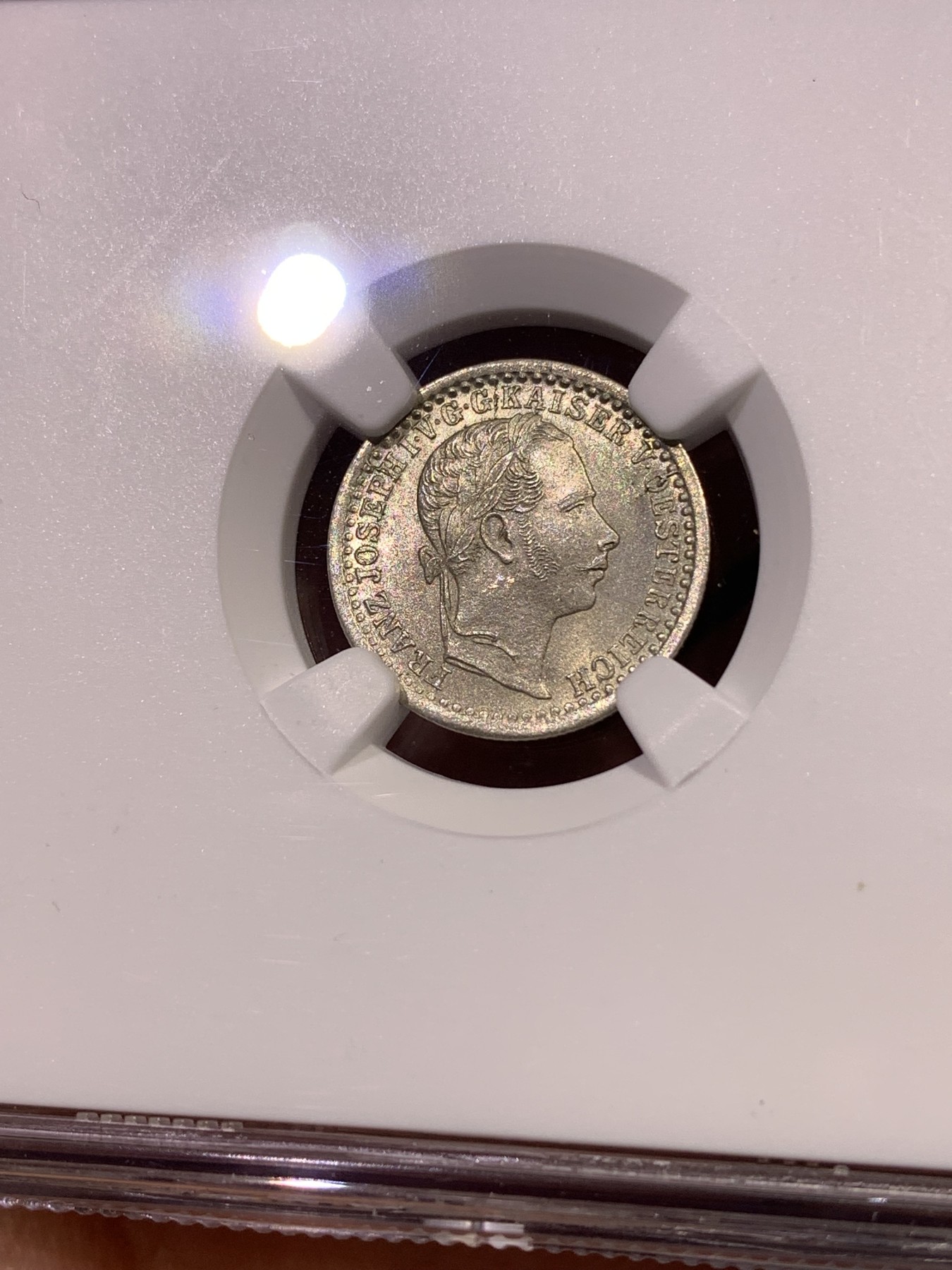 《竞宝斋》第180场-周日，周一2场 (全场包邮) NGC MS65冠军 奥地利1859年弗朗茨·约瑟夫5克鲁泽银币