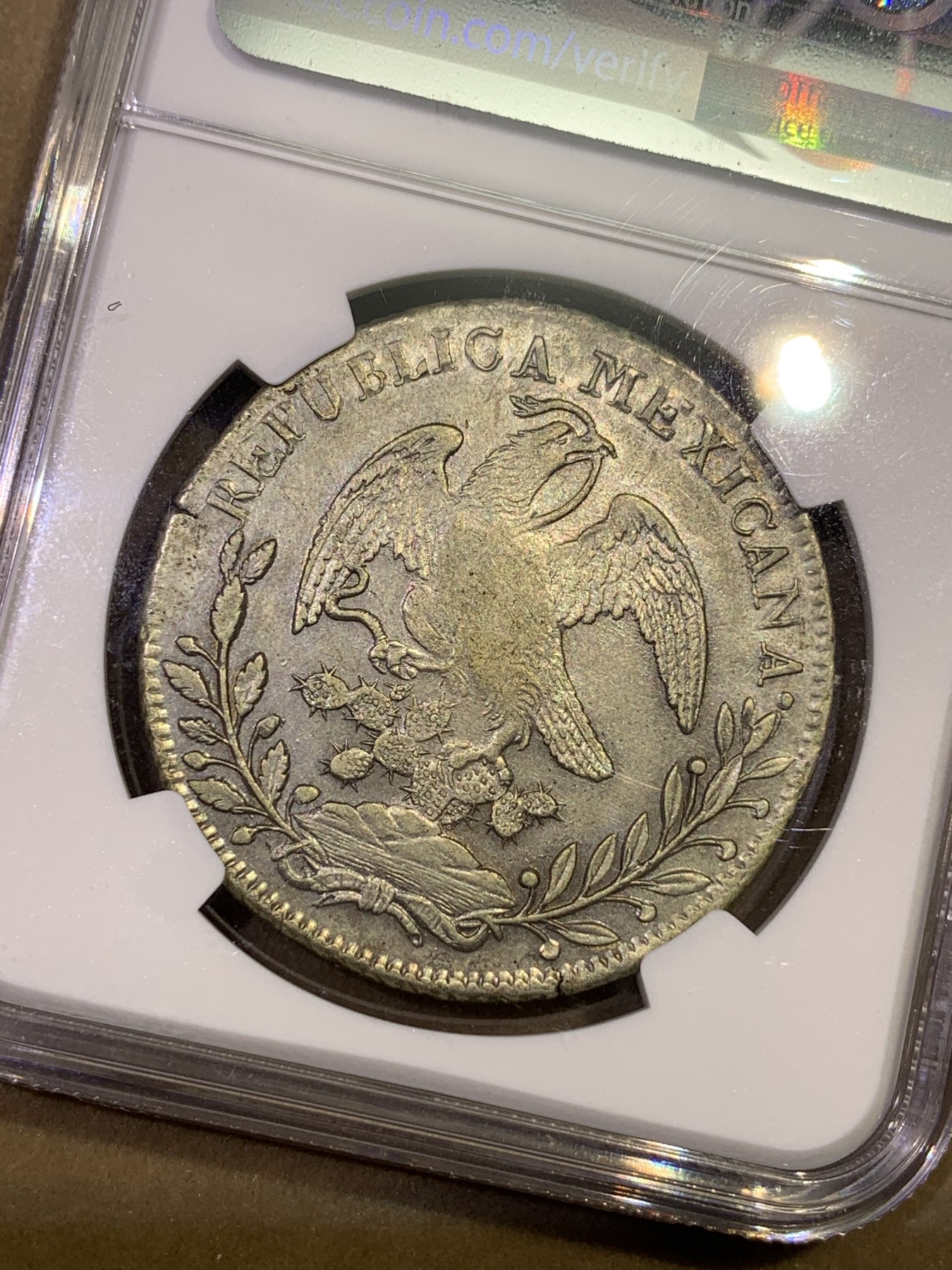 《竞宝斋》第180场-周日，周一2场 (全场包邮) NGC-AUD 墨西哥 鹰洋 1829 ZS OV 8瑞尔 早期鹰 四级鹰 极少见 AU级别更是难得