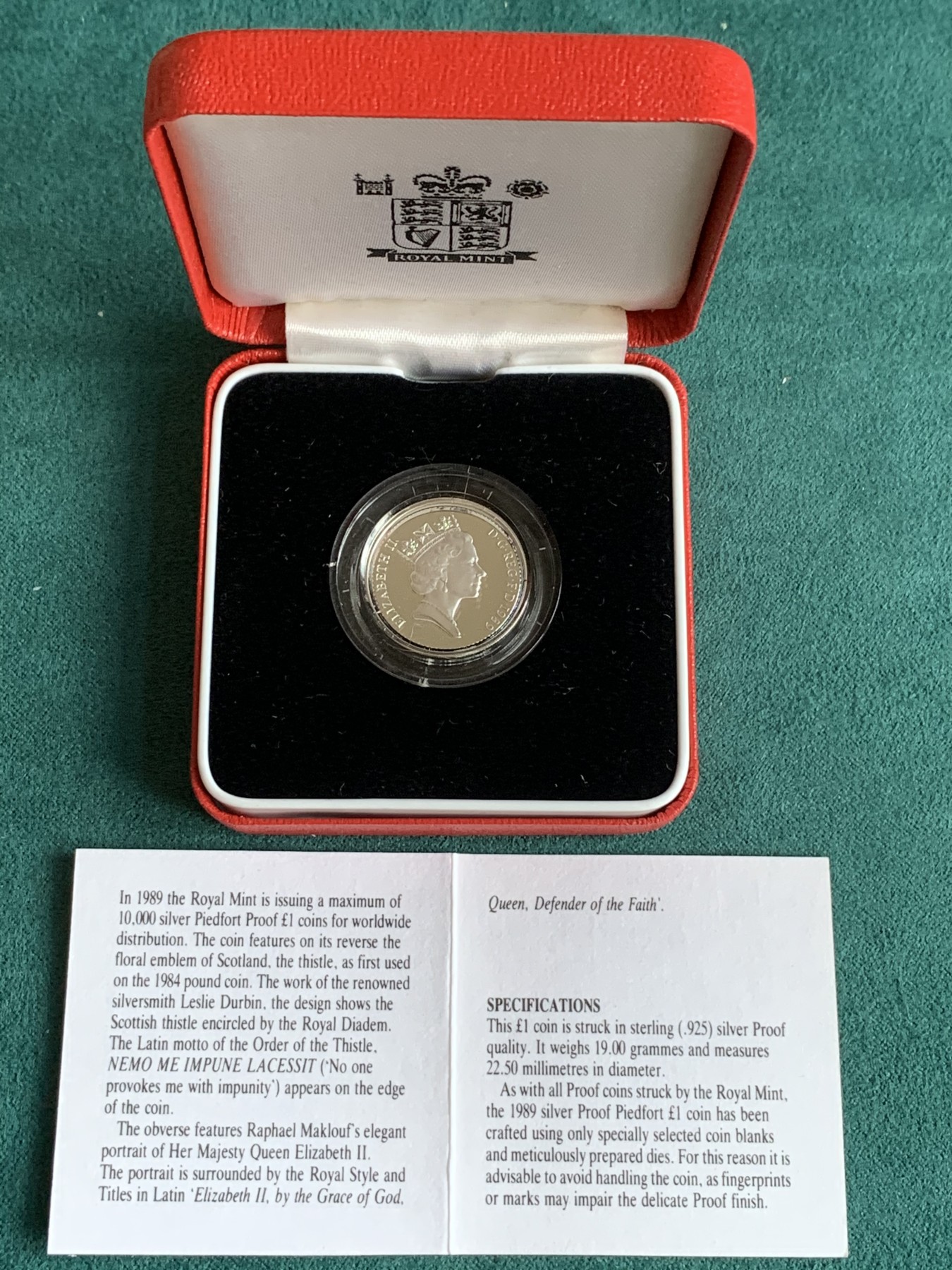 《竞宝斋》第180场-周日，周一2场 (全场包邮) 英国1989年1英镑银币 19克加厚版 盒证齐全