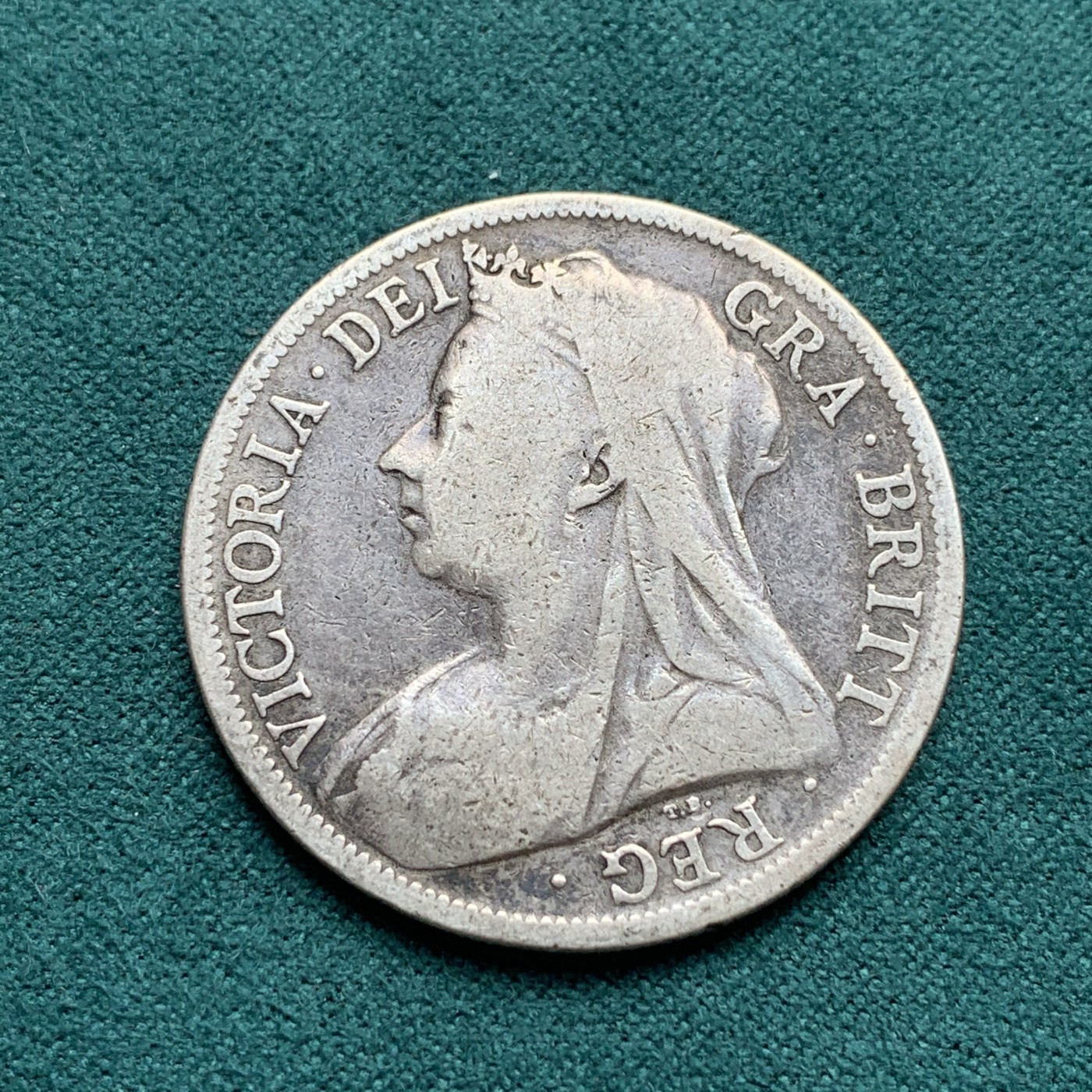 《竞宝斋》第180场-周日，周一2场 (全场包邮) 英国 1896年 披纱版 半克朗银币