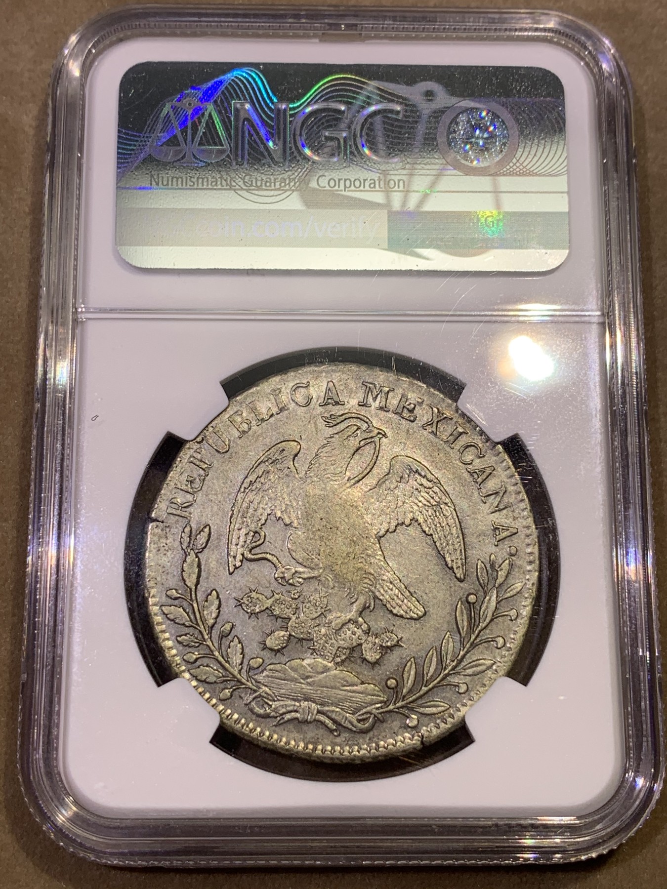 《竞宝斋》第180场-周日，周一2场 (全场包邮) NGC-AUD 墨西哥 鹰洋 1829 ZS OV 8瑞尔 早期鹰 四级鹰 极少见 AU级别更是难得