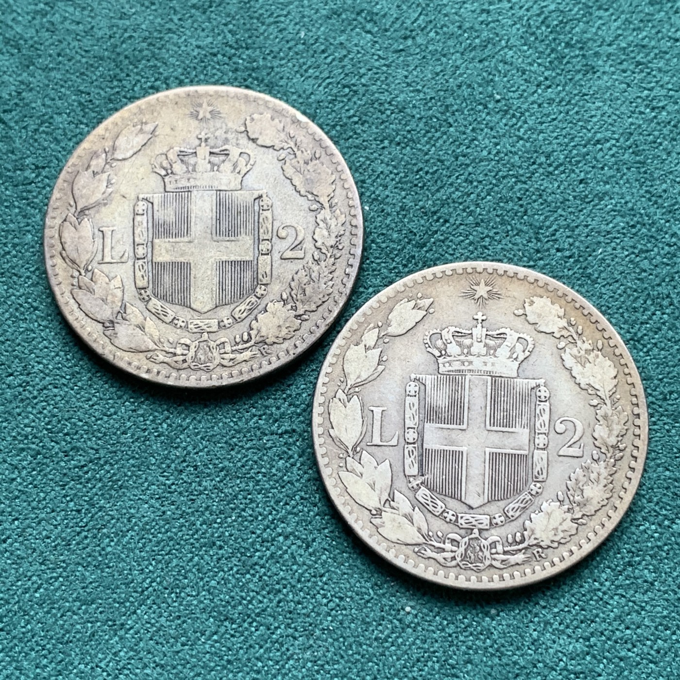 《竞宝斋》第180场-周日，周一2场 (全场包邮) 意大利1884年翁贝托一世2里拉银币2枚