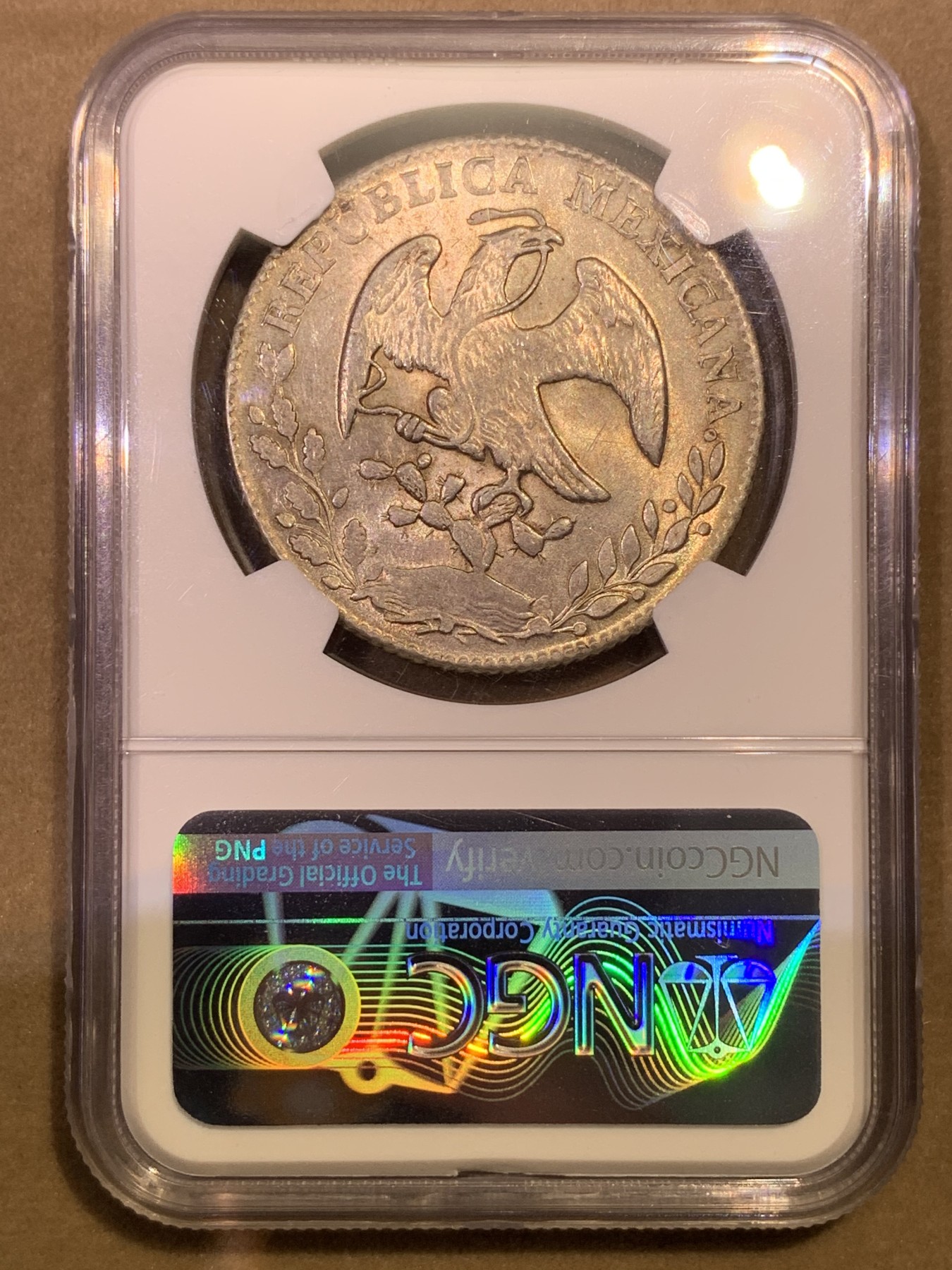 《竞宝斋》第180场-周日，周一2场 (全场包邮) NGC-MS62 墨西哥 鹰洋 1862 GO YF 8瑞尔  中期鹰 高分难得 更高分7枚