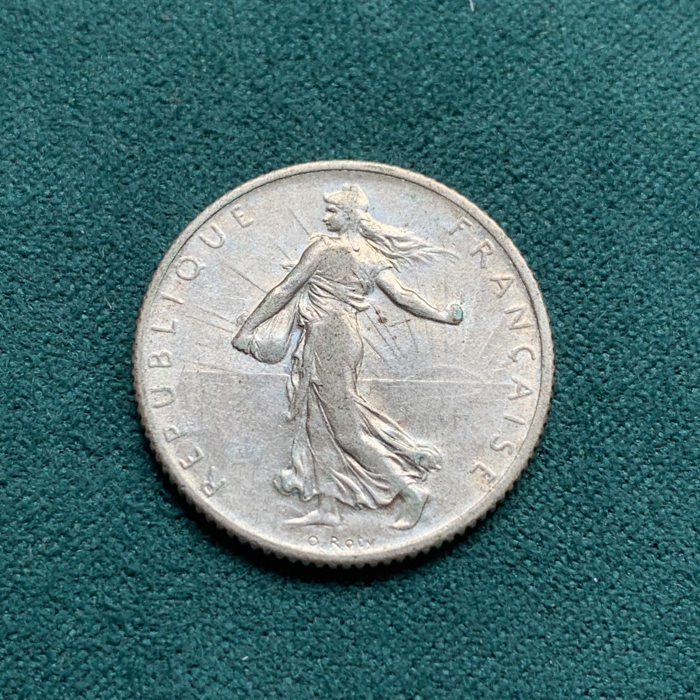 《竞宝斋》第180场-周日，周一2场 (全场包邮) 法国1914年播种女神1法郎银币