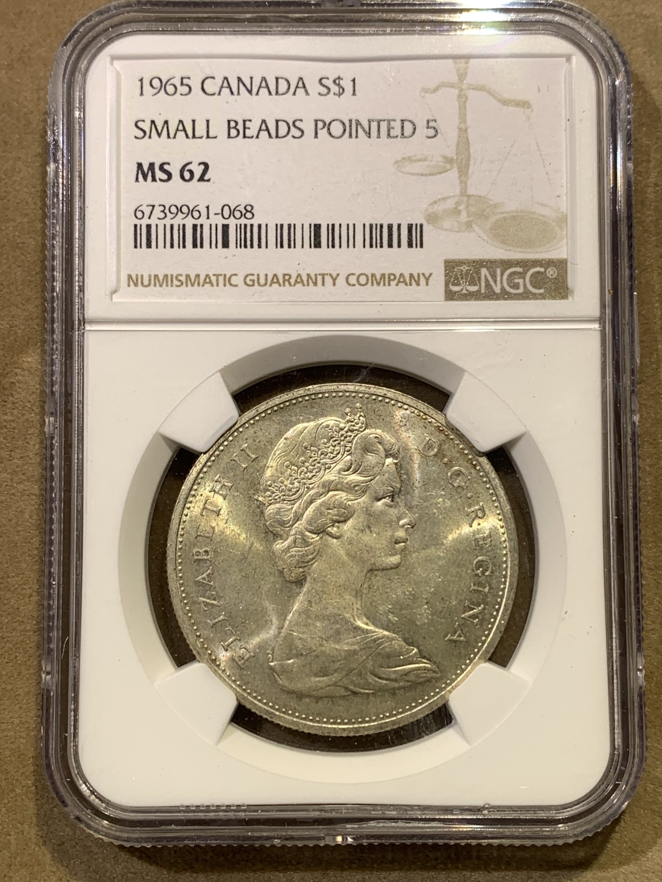 《竞宝斋》第180场-周日，周一2场 (全场包邮) NGC MS62 1965年加拿大伊丽莎白二世划船大银币