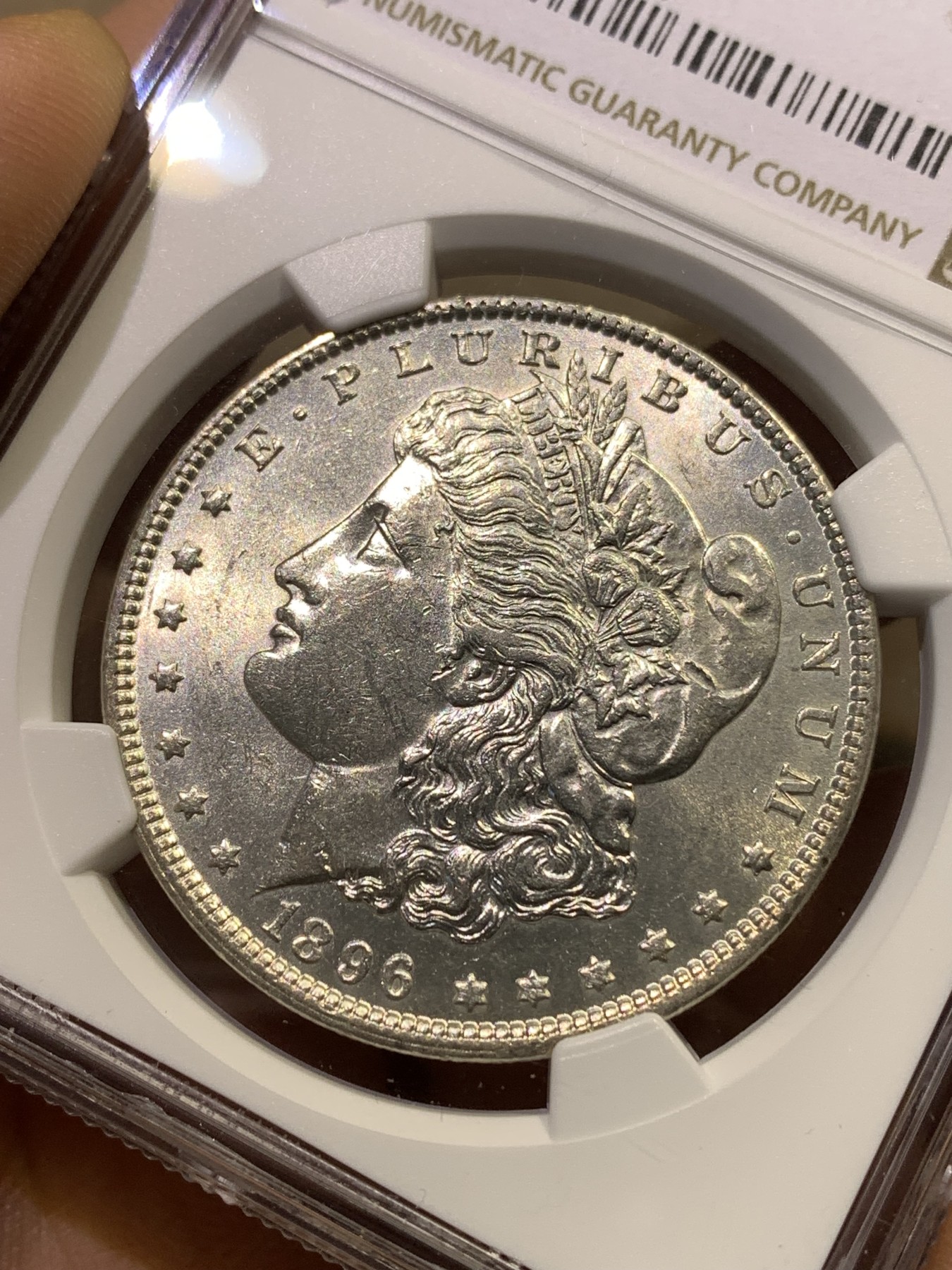 《竞宝斋》第180场-周日，周一2场 (全场包邮) NGC-AU58 1896年美国摩根银元