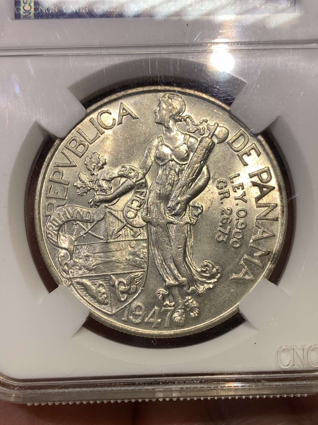 《竞宝斋》第180场-周日，周一2场 (全场包邮) CNCS MS63 巴拿马1947年1巴波亚银币