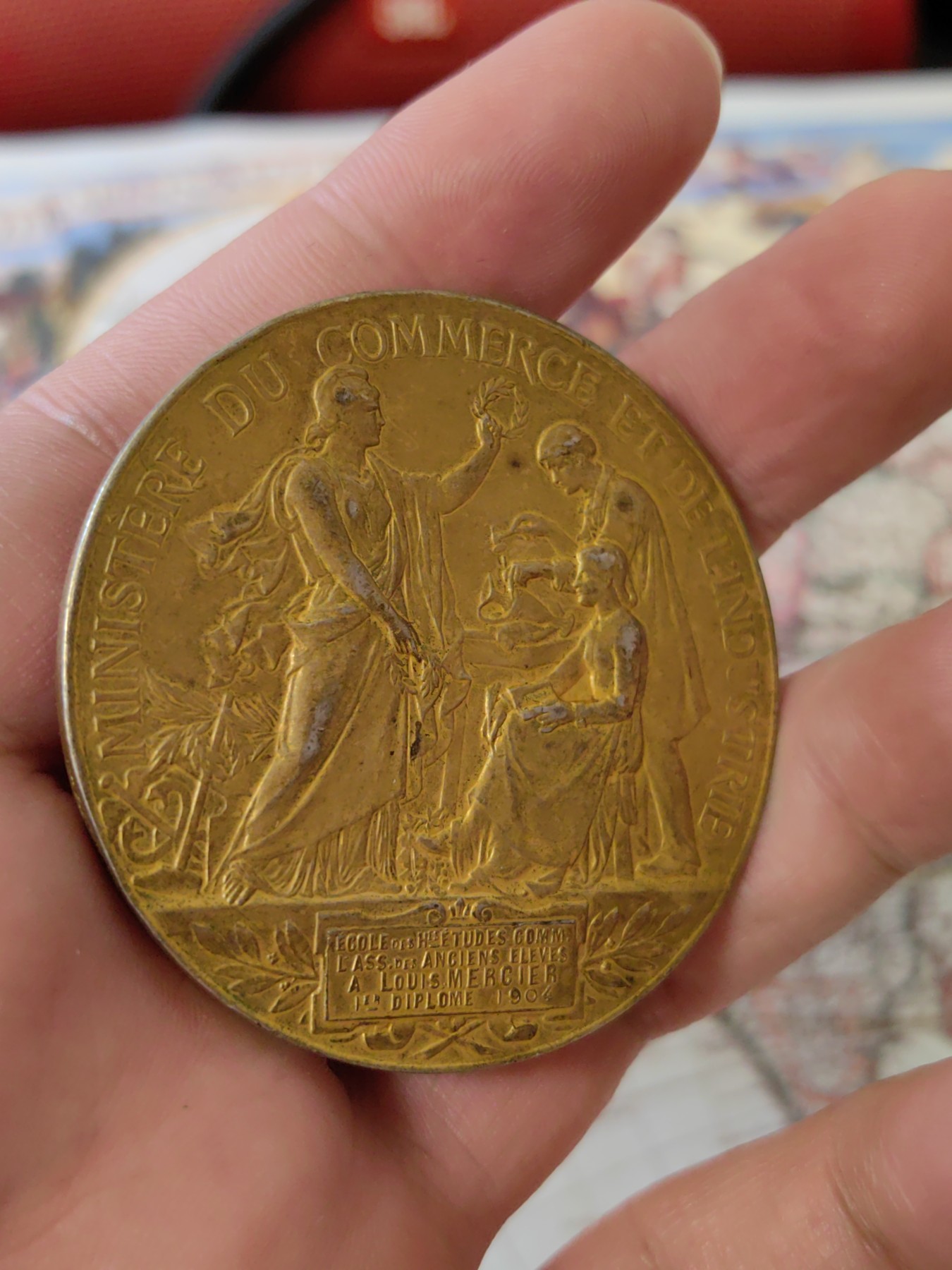 橡树集藏-006场 海纳百川 法国玛丽安娜商业银镀金章  直径：50mm  重量：63.3gr 边铭：丰饶角➕银标