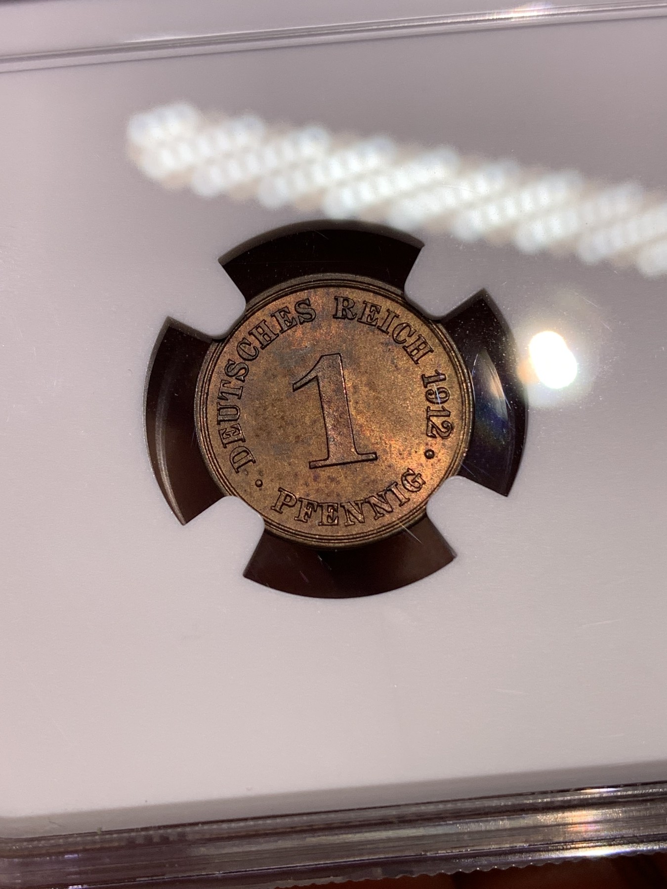 《竞宝斋》第180场-周日，周一2场 (全场包邮) NGC-MS64亚军 德国德意志第二帝国1912年G版1芬尼铜币