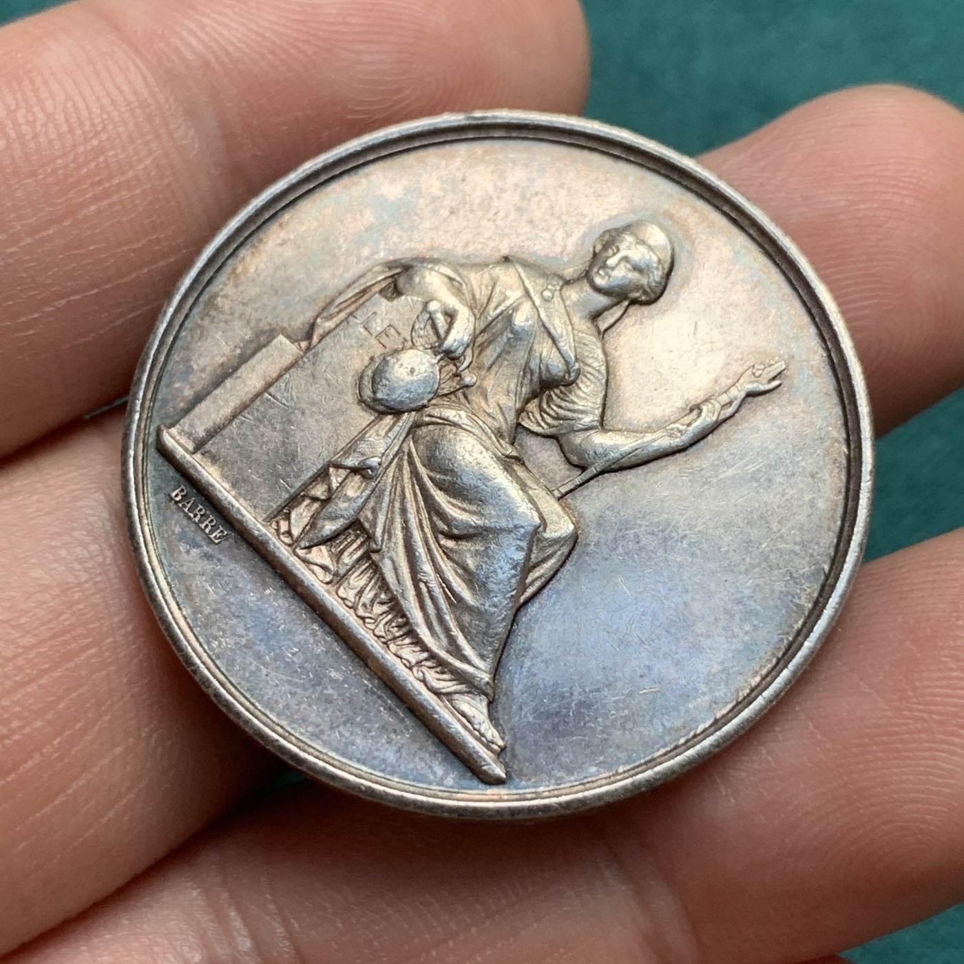 《竞宝斋》第180场-周日，周一2场 (全场包邮) 法国里昂法院银章，丰饶角边铭，直径34mm，重量12.54g