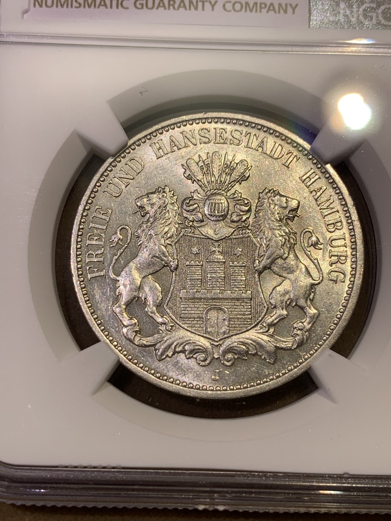 《竞宝斋》第180场-周日，周一2场 (全场包邮) NGC AU58 德国汉堡1909年3马克银币