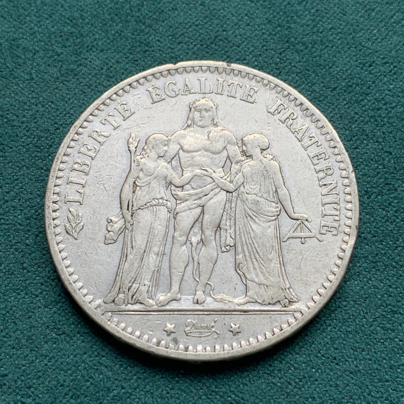 《竞宝斋》第180场-周日，周一2场 (全场包邮) 法国 1875年 大力神 5法郎银币 发行量不多的年份