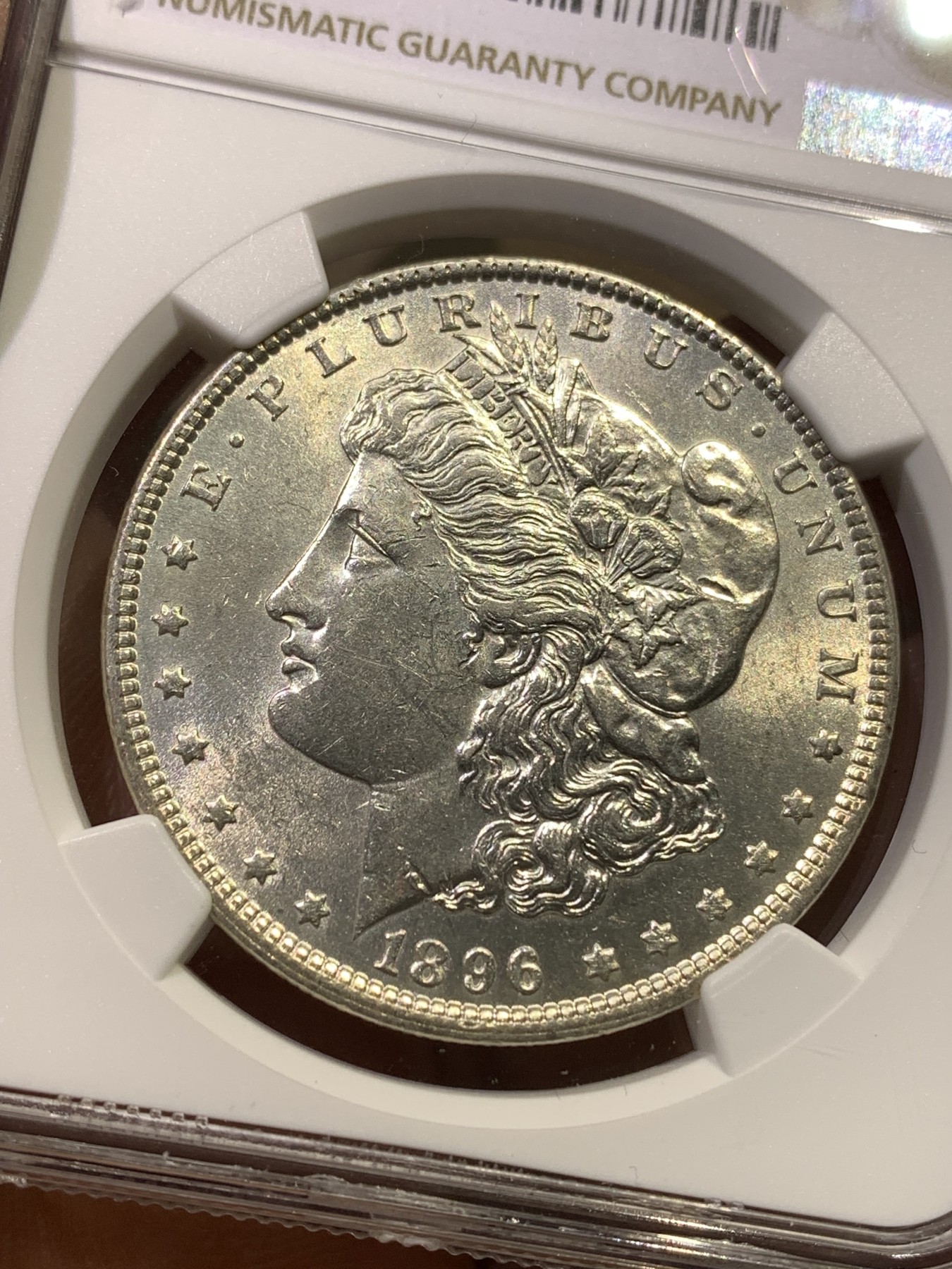 《竞宝斋》第180场-周日，周一2场 (全场包邮) NGC-AU58 1896年美国摩根银元