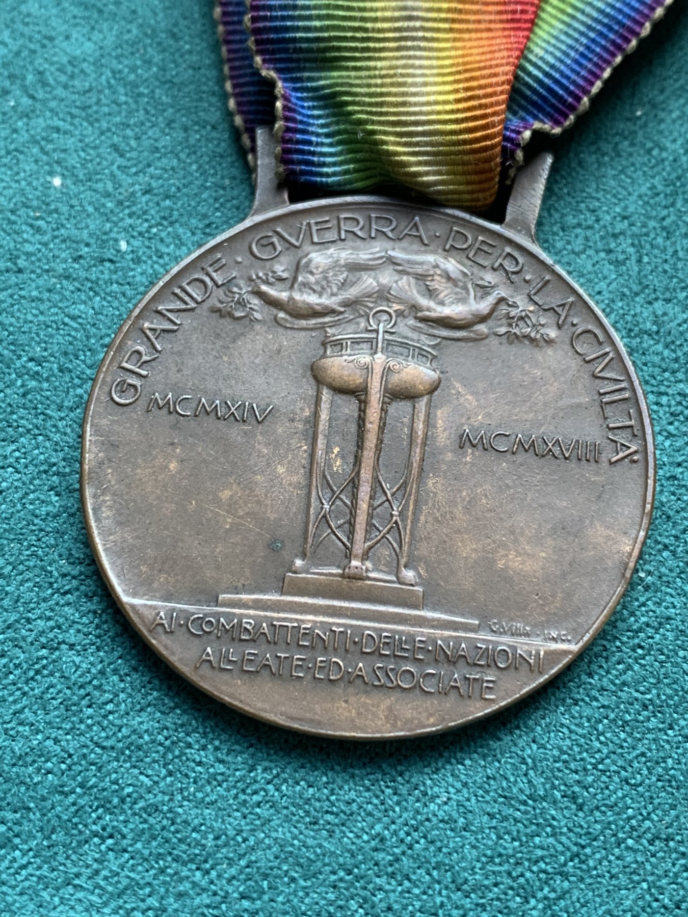 《竞宝斋》第180场-周日，周一2场 (全场包邮) 意大利 1918年庆祝一战胜利 铜制勋章