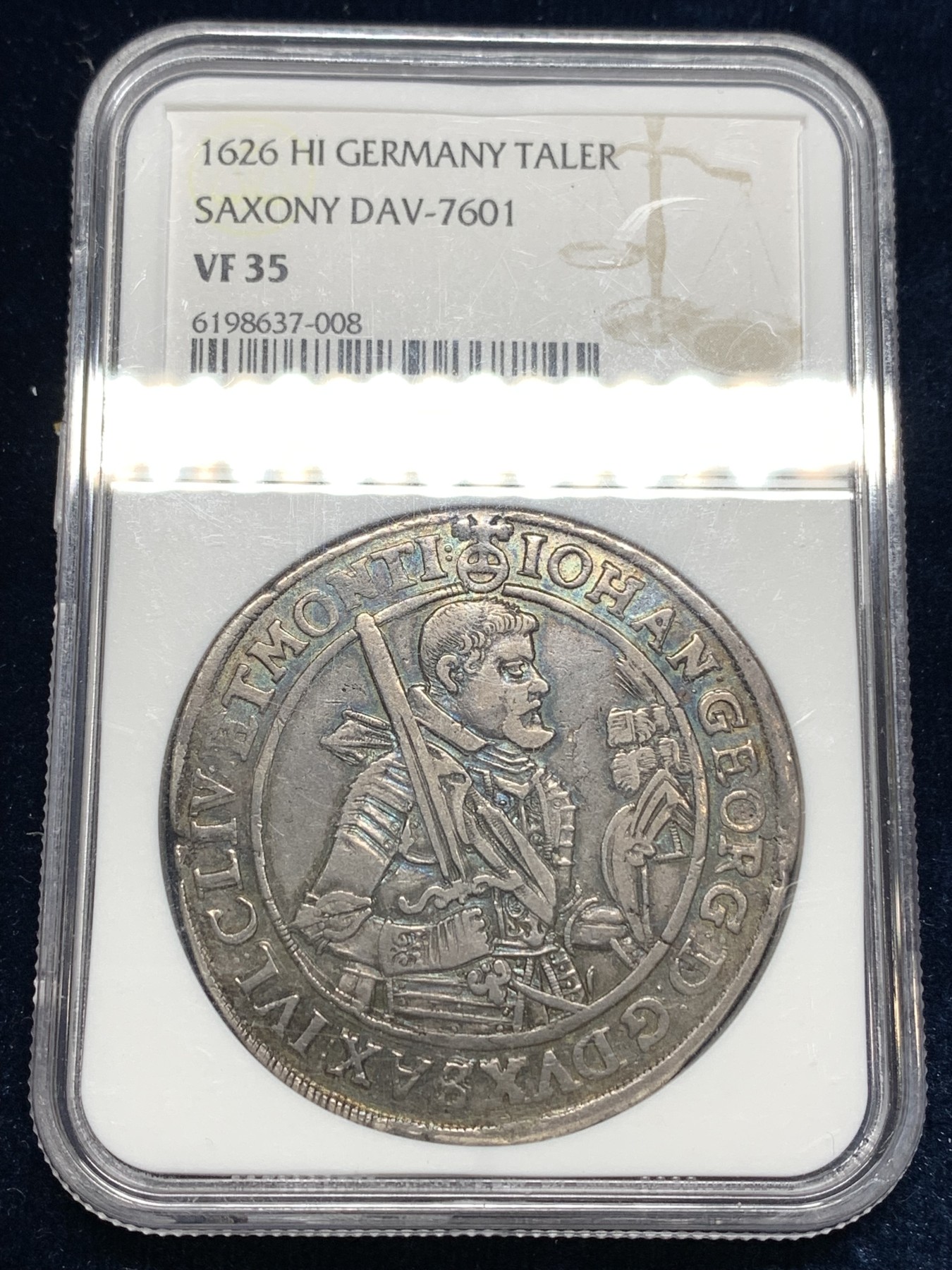 《竞宝斋》第180场-周日，周一2场 (全场包邮) NGC VF35 神圣罗马帝国 1626年 萨克森选帝侯 1泰勒银币