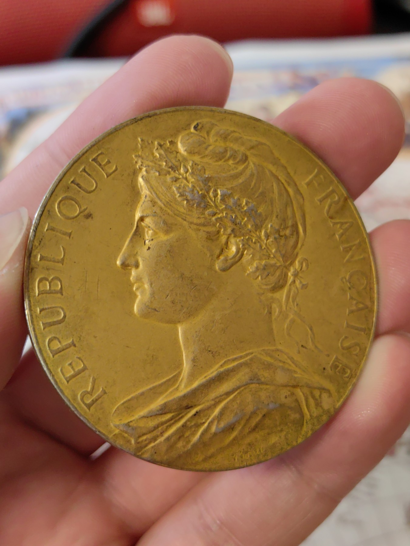 橡树集藏-006场 海纳百川 法国玛丽安娜商业银镀金章  直径：50mm  重量：63.3gr 边铭：丰饶角➕银标