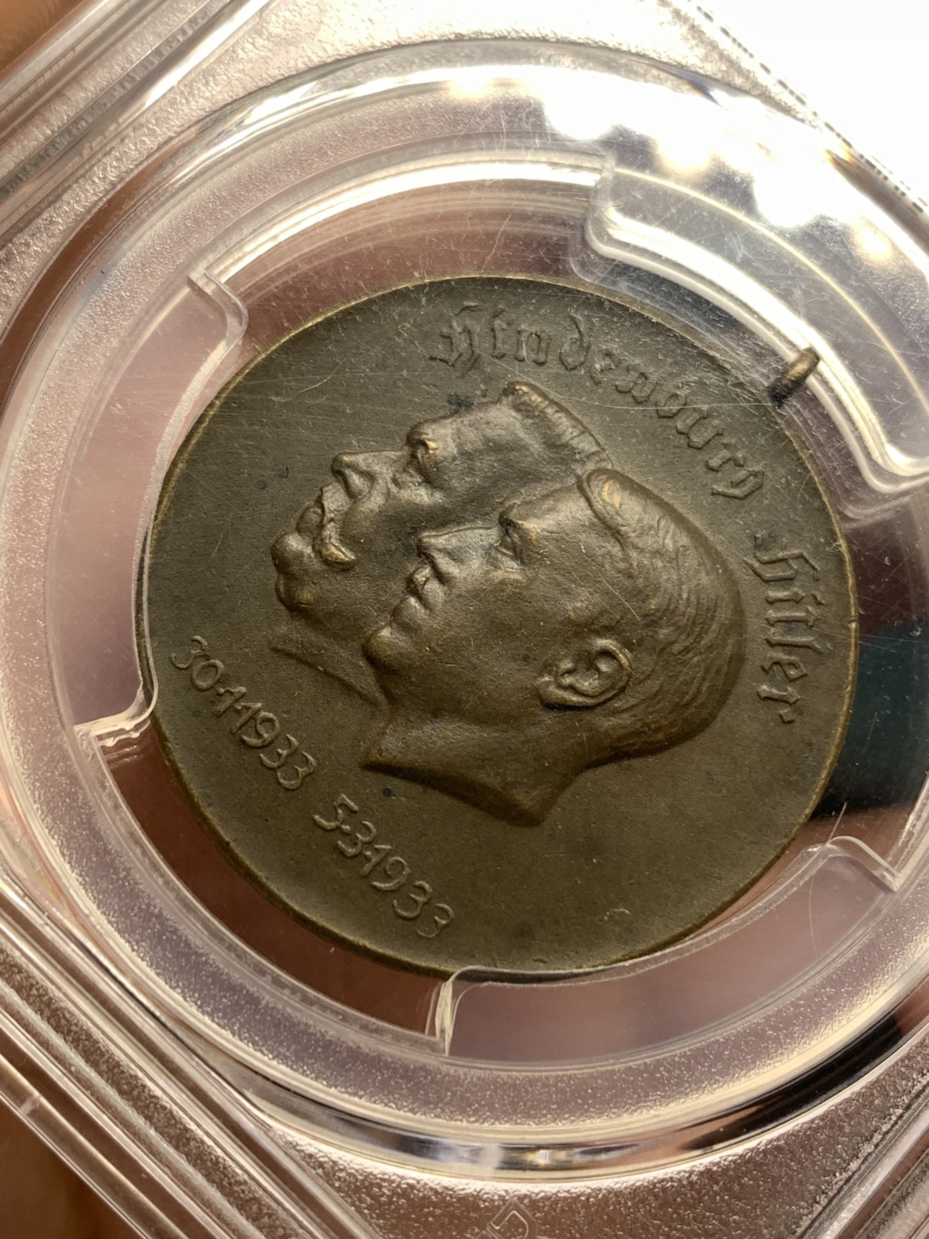 《竞宝斋》第180场-周日，周一2场 (全场包邮) PCGS-MS64 德国 1933年 第三帝国小胡子与兴登堡30mm铜章 PCGS冠军分 顶级分数，绝无仅有的藏品，经典难以复刻