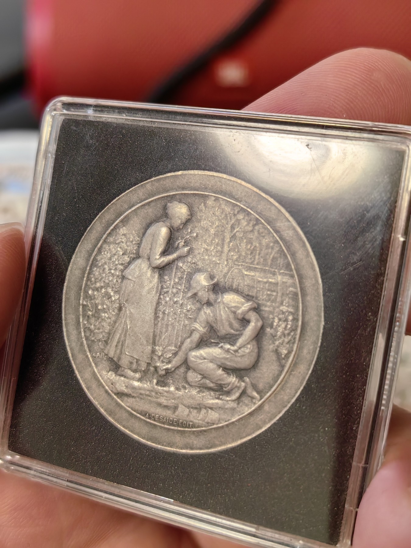 橡树集藏-006场 海纳百川 1880年左右法国镀银章 园艺培植 朦胧化艺术处理 品相极佳 赠送灯塔保护盒