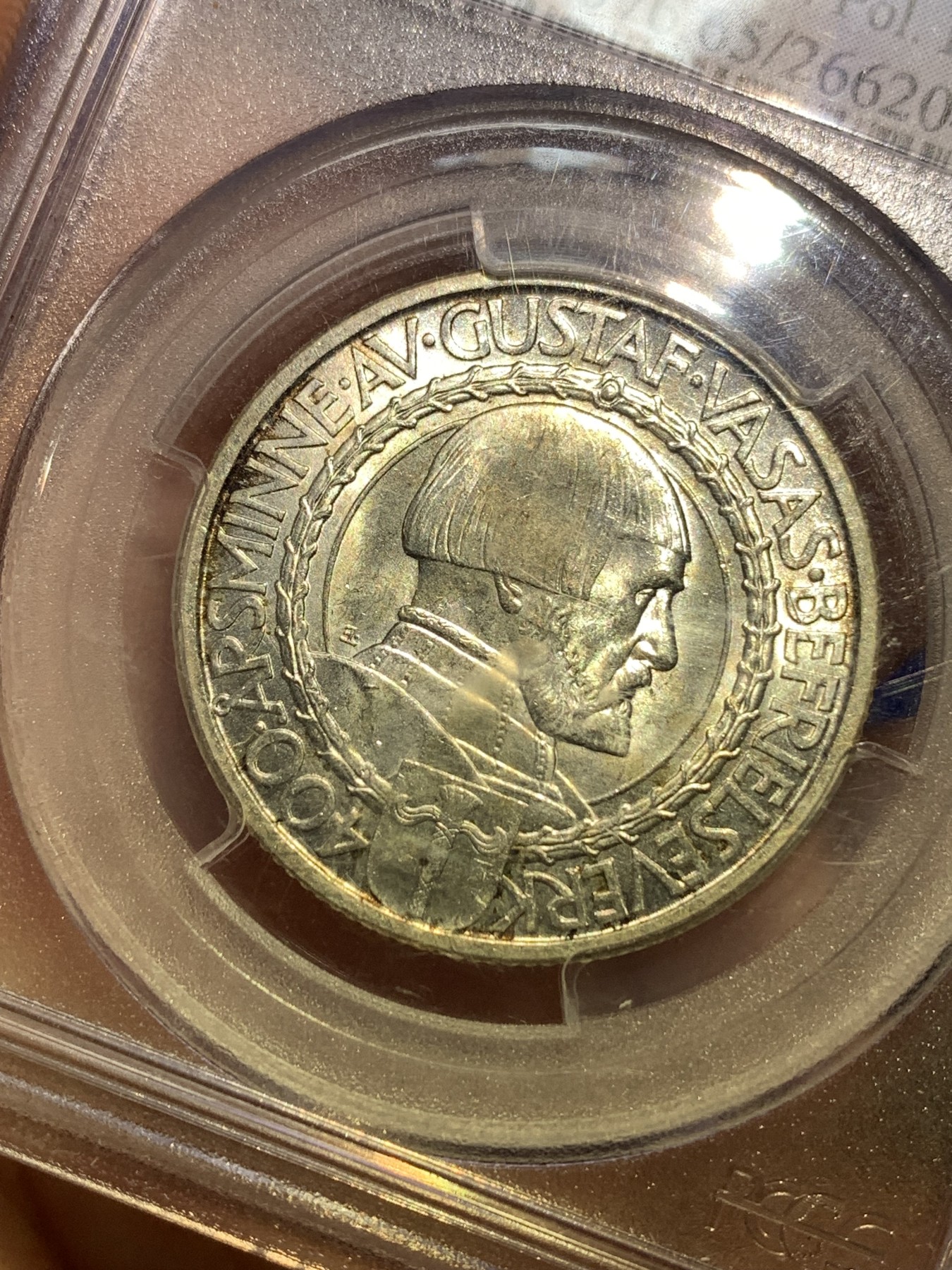 《竞宝斋》第180场-周日，周一2场 (全场包邮) PCGS-MS65 瑞典1921年2克朗纪念银币，高分一步到位。