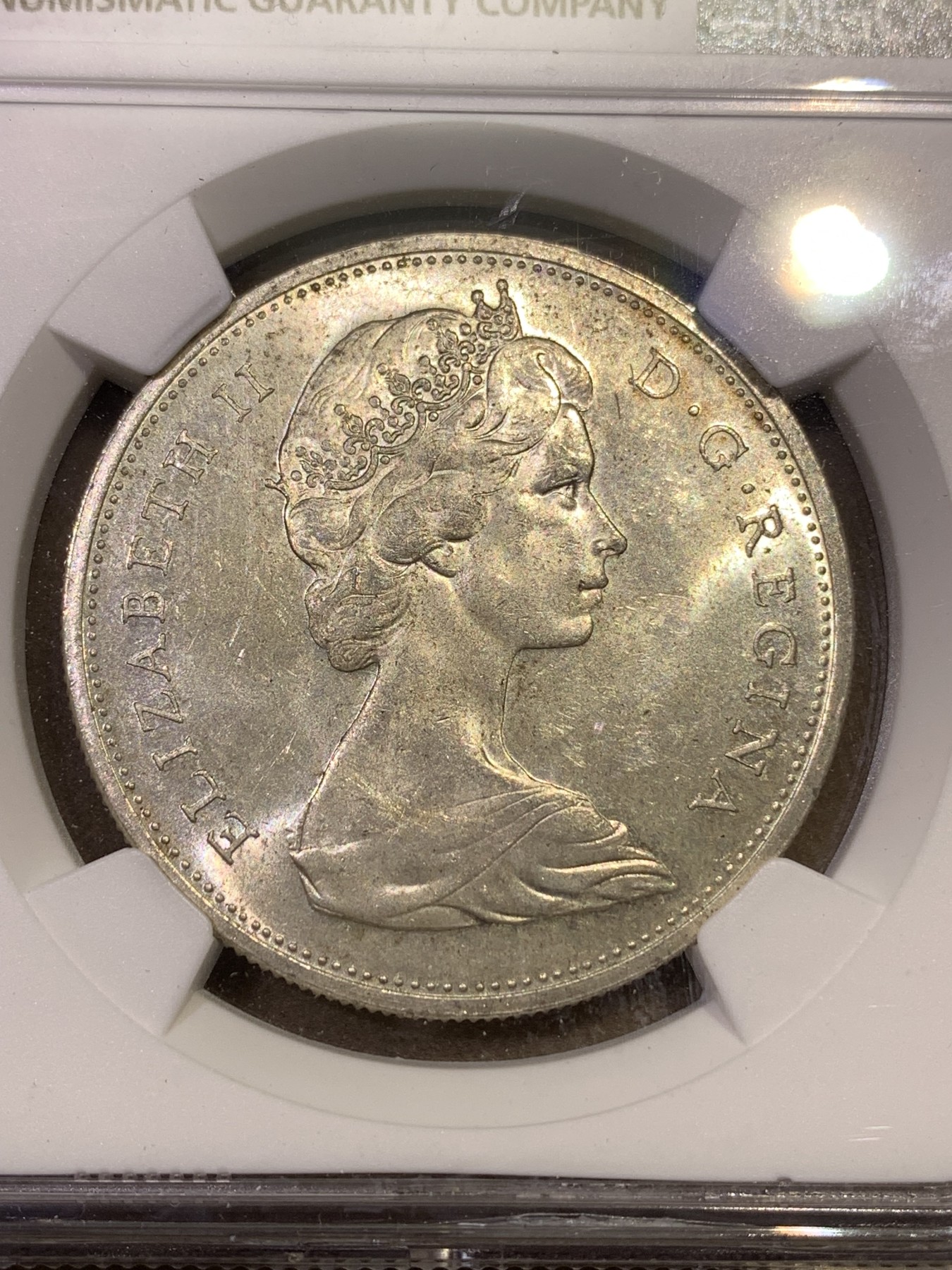 《竞宝斋》第180场-周日，周一2场 (全场包邮) NGC MS62 1965年加拿大伊丽莎白二世划船大银币