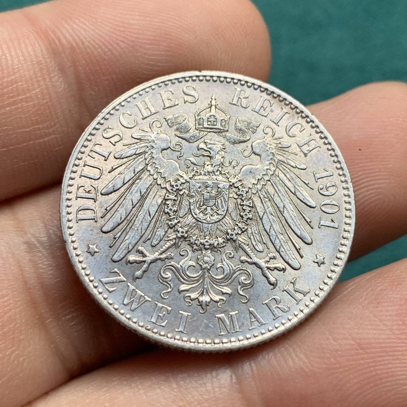 《竞宝斋》第180场-周日，周一2场 (全场包邮) 德国普鲁士1901年建国200周年2马克银币