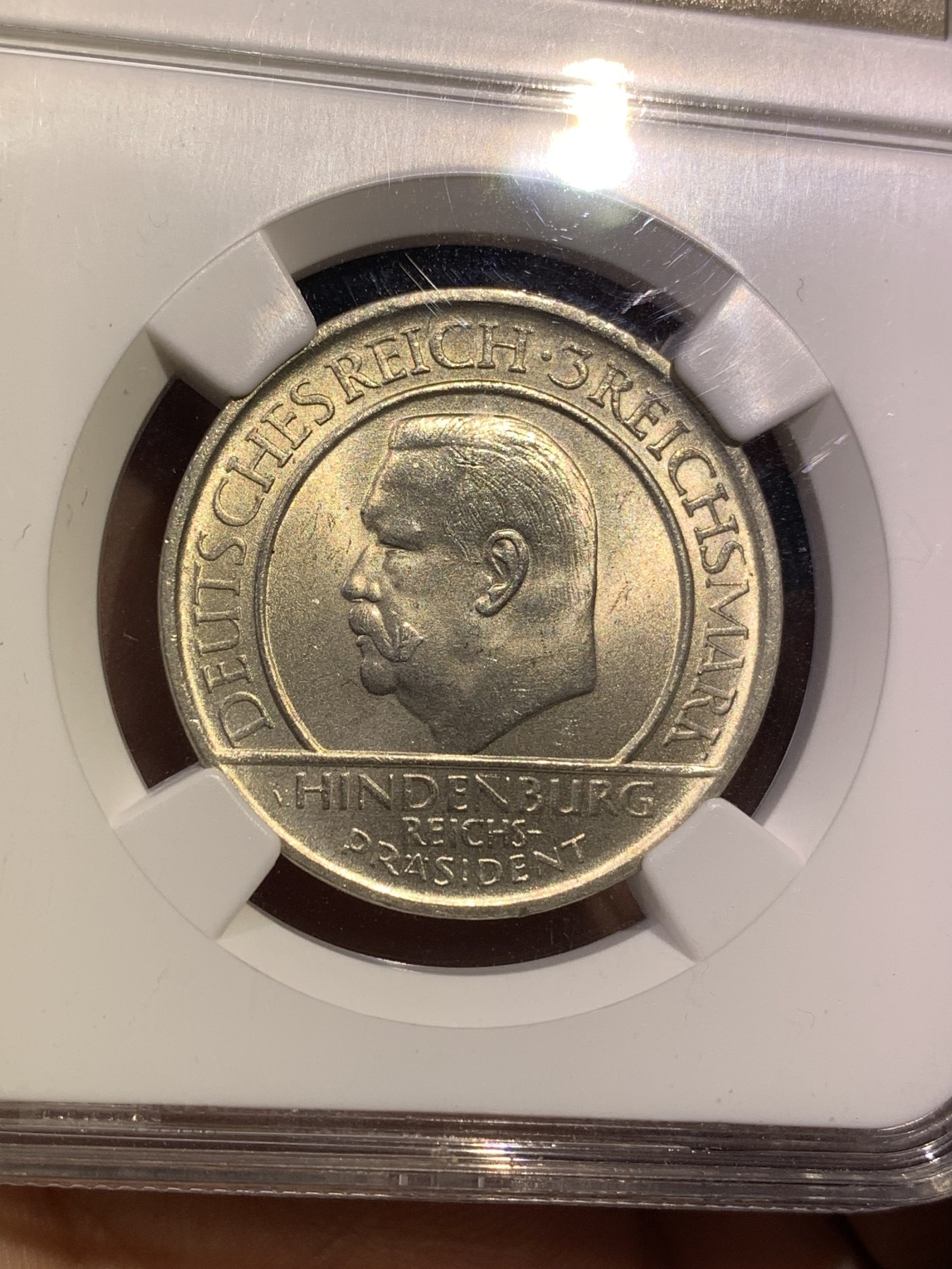 《竞宝斋》第180场-周日，周一2场 (全场包邮) NGC-MS65 魏玛德国1929年宪法十周年3马克纪念银币 少见高分