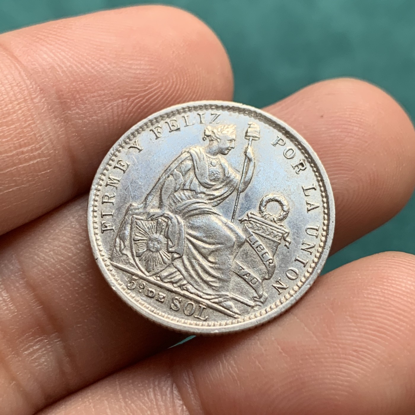 《竞宝斋》第180场-周日，周一2场 (全场包邮) 秘鲁1906年1/5索尔银币，900银 非常少见的面值