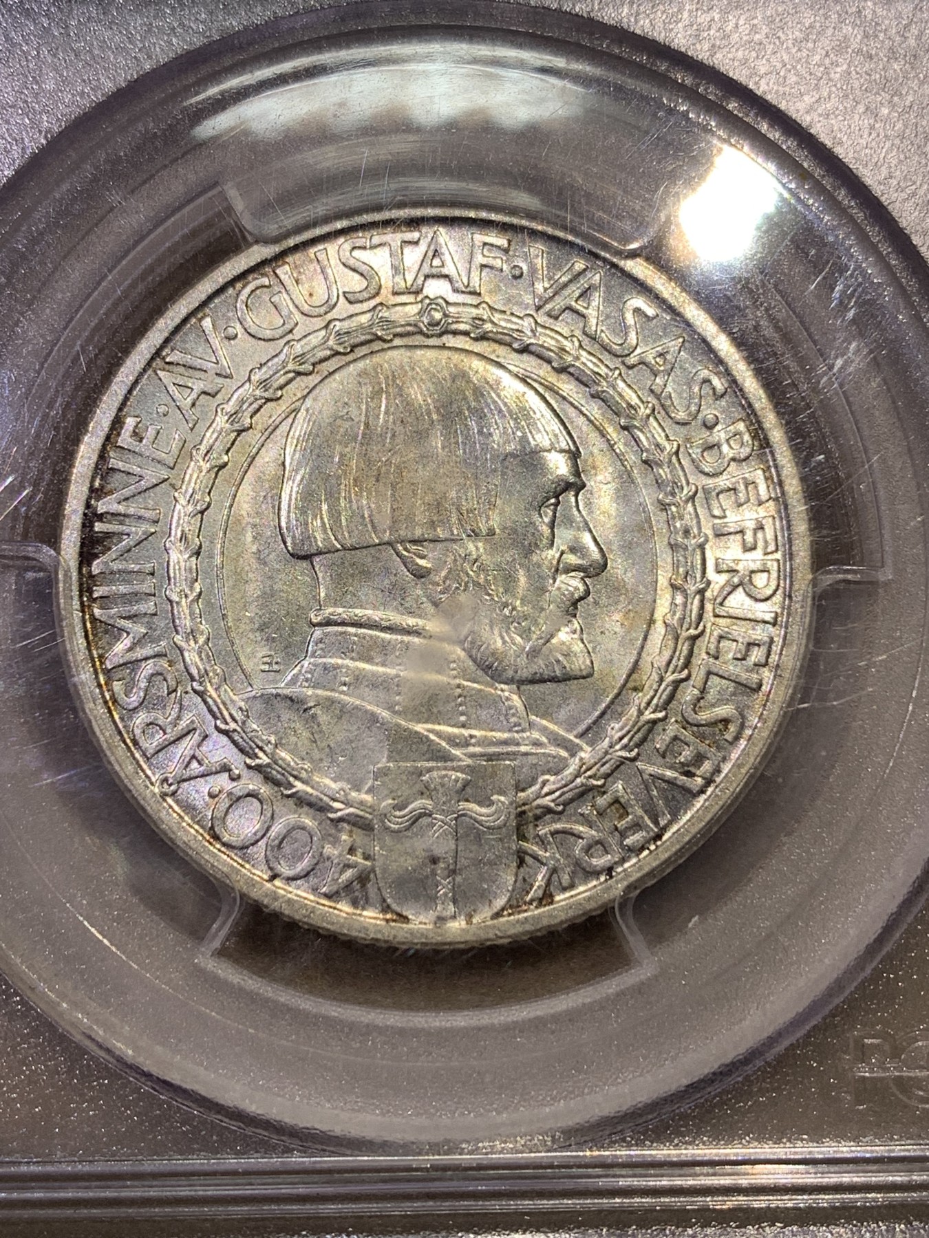 《竞宝斋》第180场-周日，周一2场 (全场包邮) PCGS-MS65 瑞典1921年2克朗纪念银币，高分一步到位。