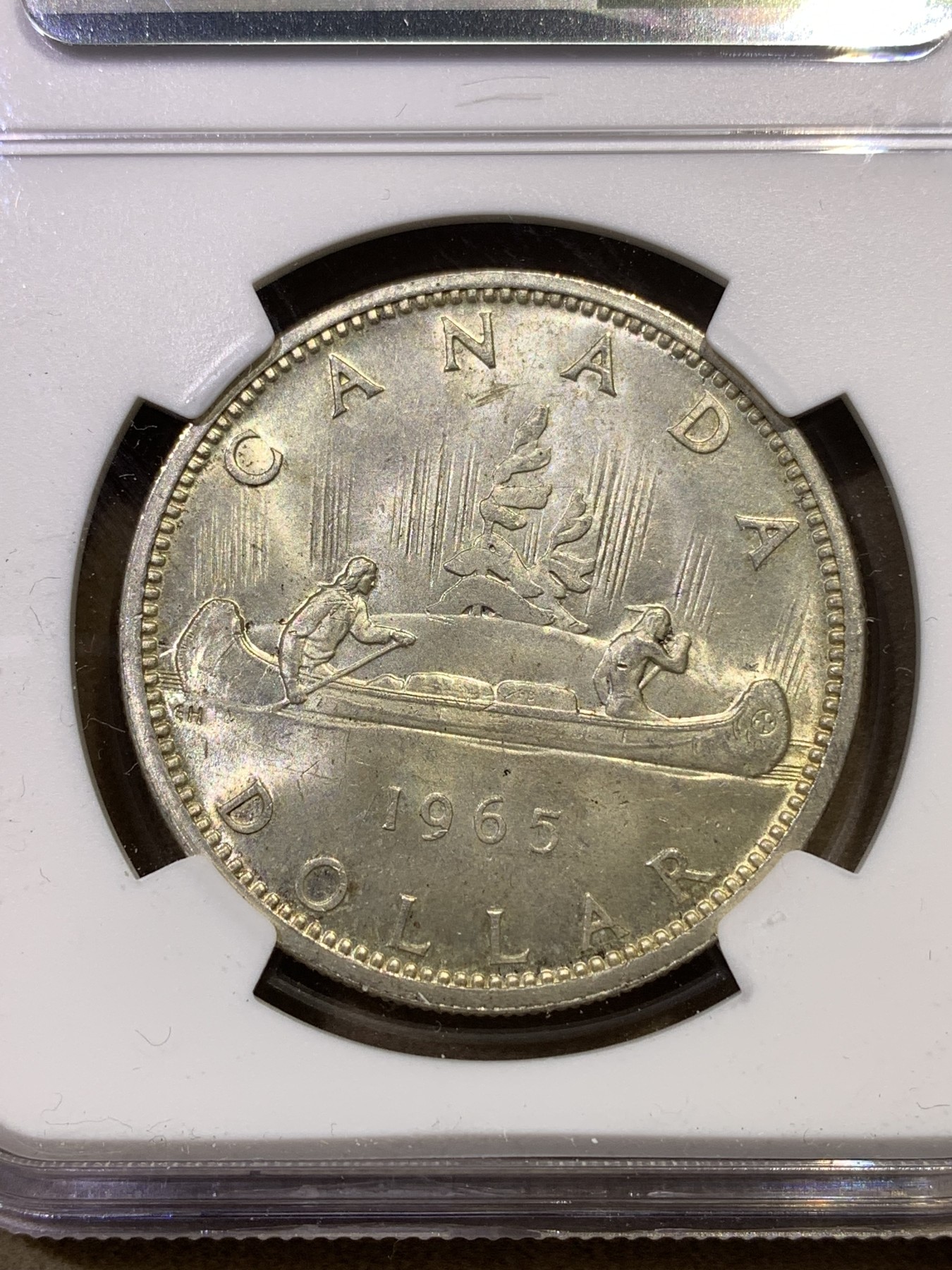 《竞宝斋》第180场-周日，周一2场 (全场包邮) NGC MS62 1965年加拿大伊丽莎白二世划船大银币