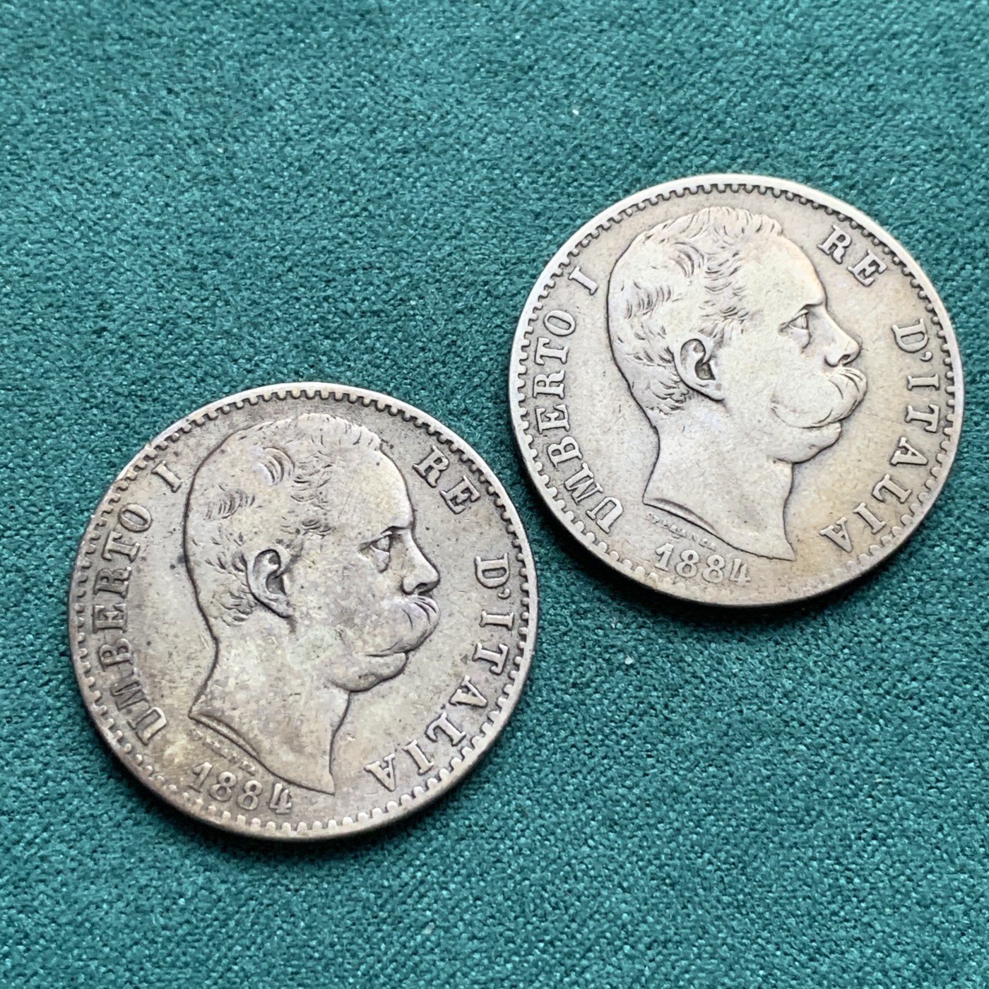 《竞宝斋》第180场-周日，周一2场 (全场包邮) 意大利1884年翁贝托一世2里拉银币2枚