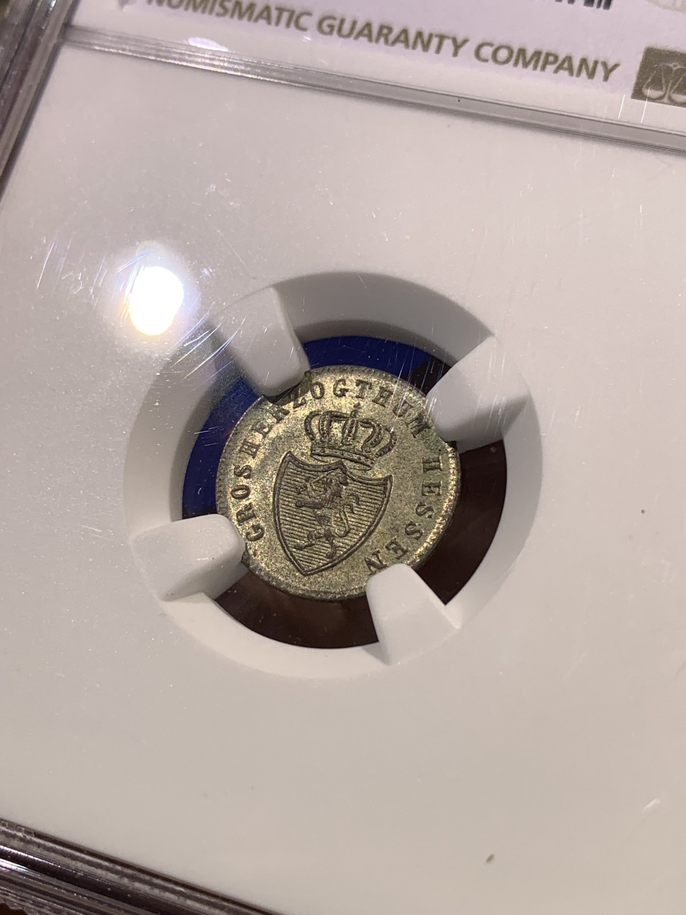 《竞宝斋》第180场-周日，周一2场 (全场包邮) NGC MS64 德国黑森1841年1克鲁泽小银币