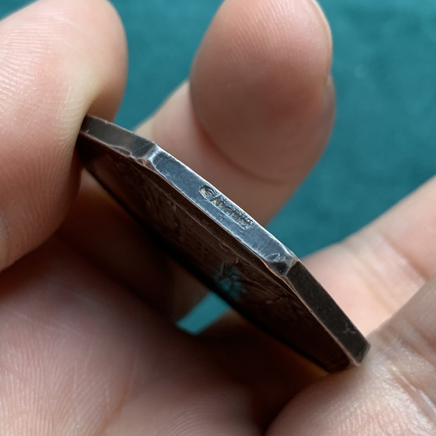 《竞宝斋》第180场-周日，周一2场 (全场包邮) 法国1845-1860年法兰西银行八角银质代币36mm，22.4g  Aregnt边铭 早期年份