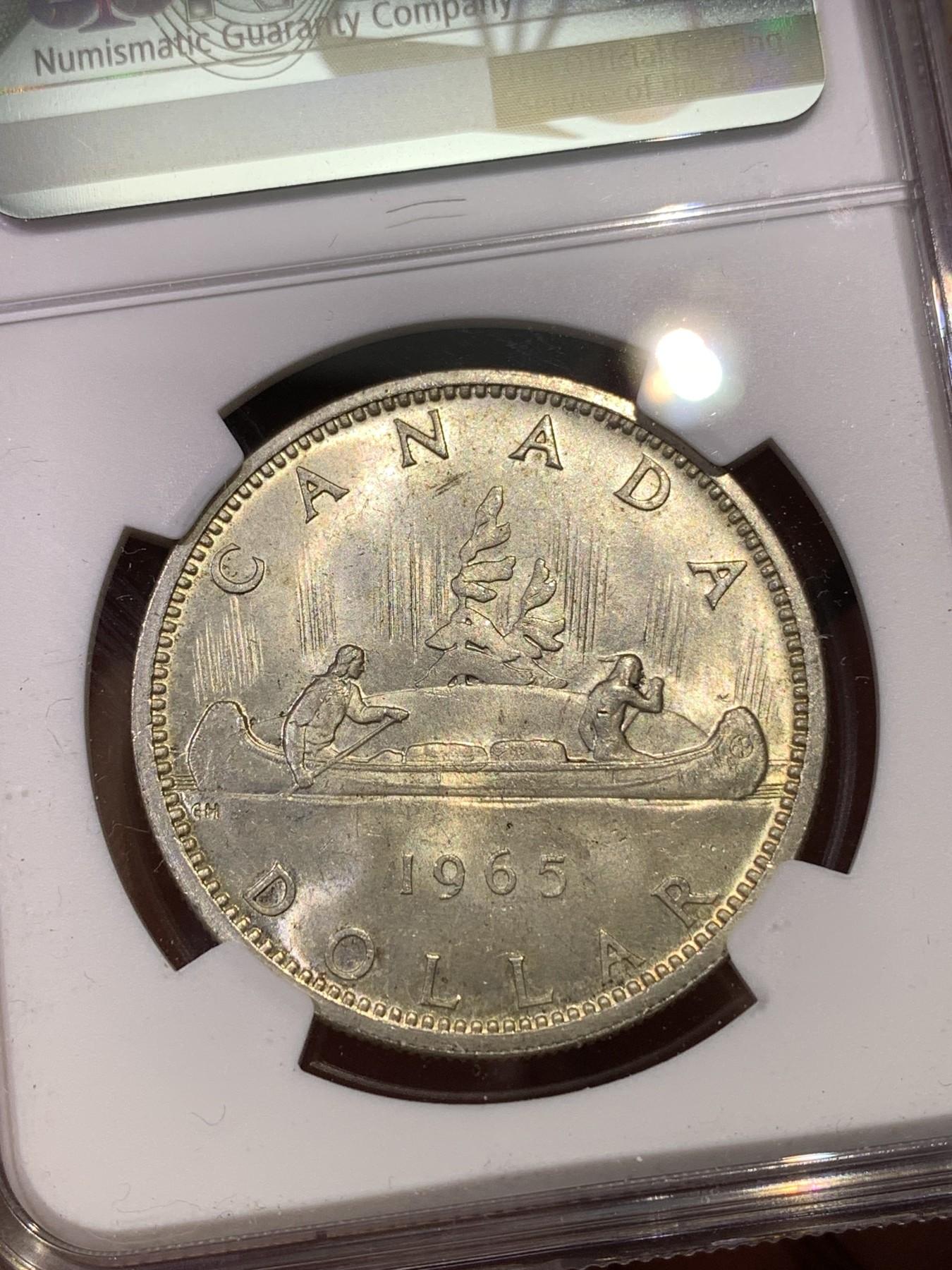 《竞宝斋》第180场-周日，周一2场 (全场包邮) NGC MS62 1965年加拿大伊丽莎白二世划船大银币