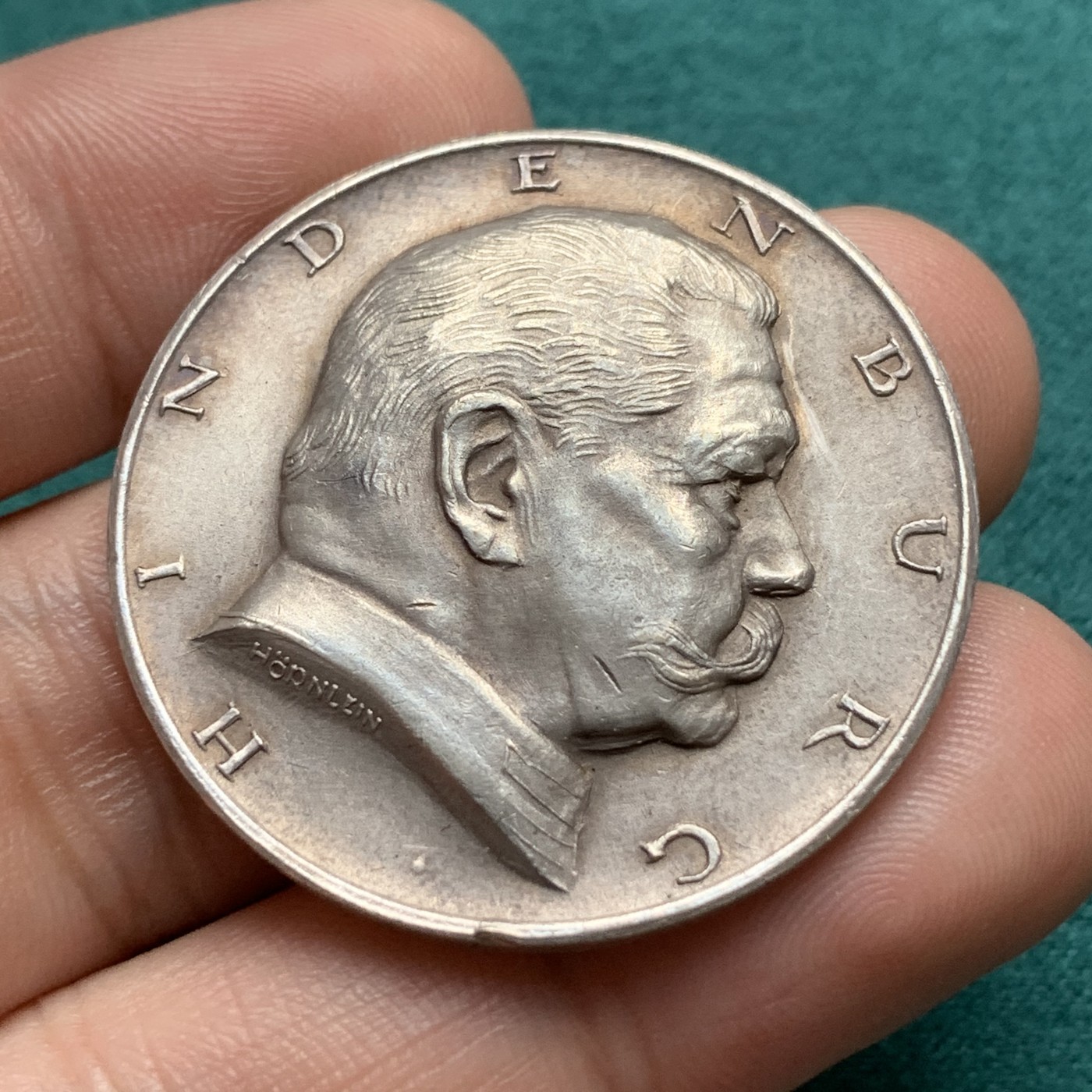 《竞宝斋》第180场-周日，周一2场 (全场包邮) 德国 1927年 兴登堡80大寿银章 高浮雕工艺 细节精美