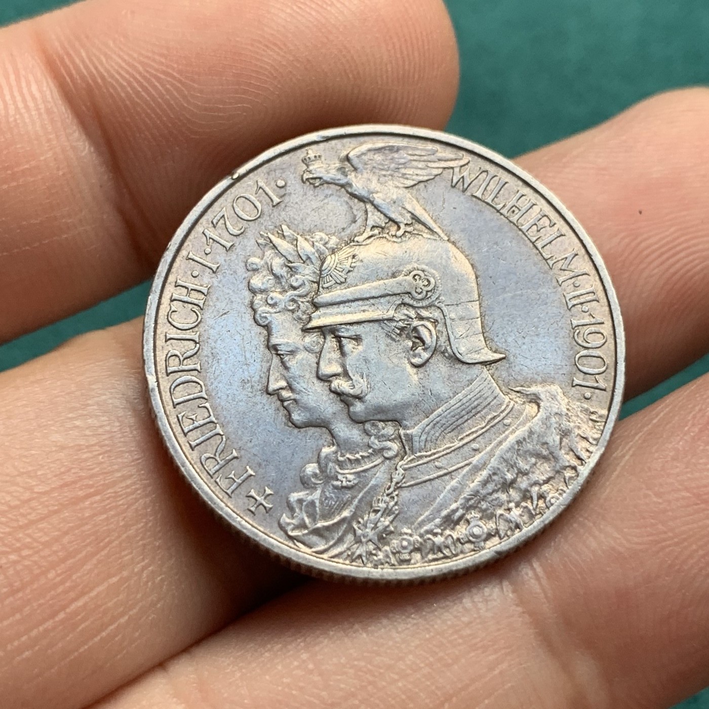 《竞宝斋》第180场-周日，周一2场 (全场包邮) 德国普鲁士1901年建国200周年2马克银币