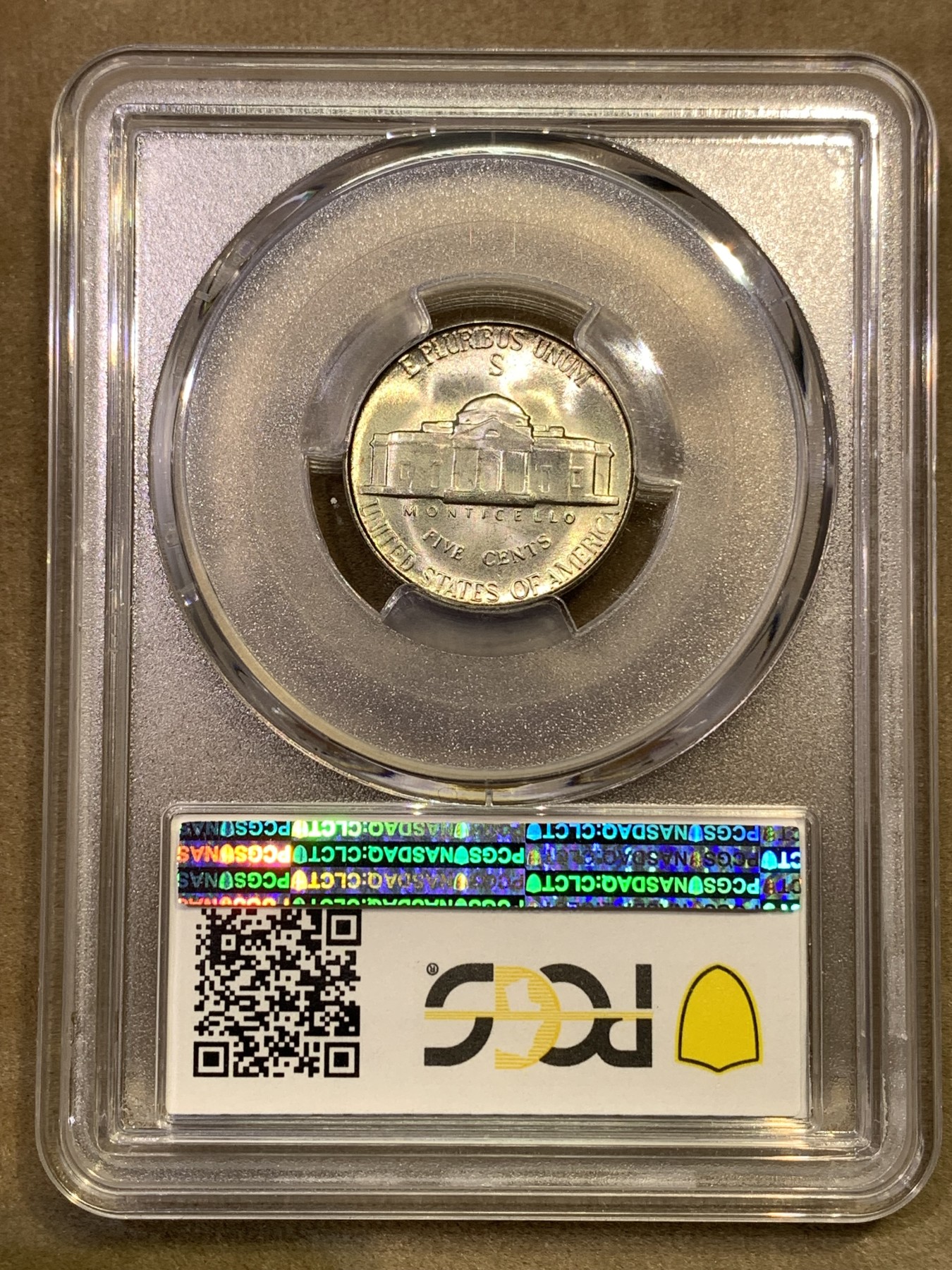 《竞宝斋》第180场-周日，周一2场 (全场包邮) PCGS-MS65 美国 1945年 杰弗逊 战时5美分 低银版 （仅1942-1945年含银，其余皆为铜镍）